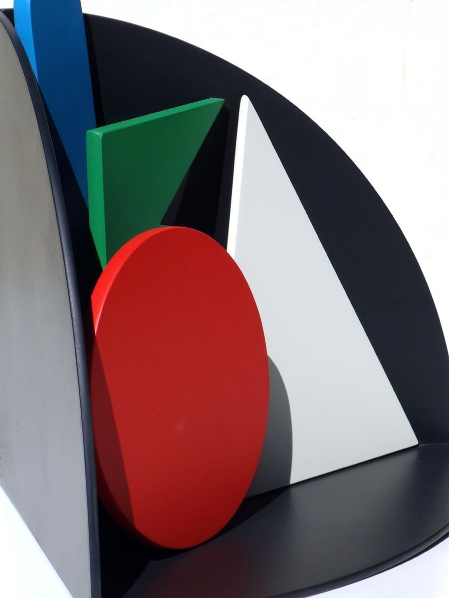 1970s Lucio Del Pezzo Trigon Diseño Italiano Neodada Framart Escultura de Madera Posmoderno en venta