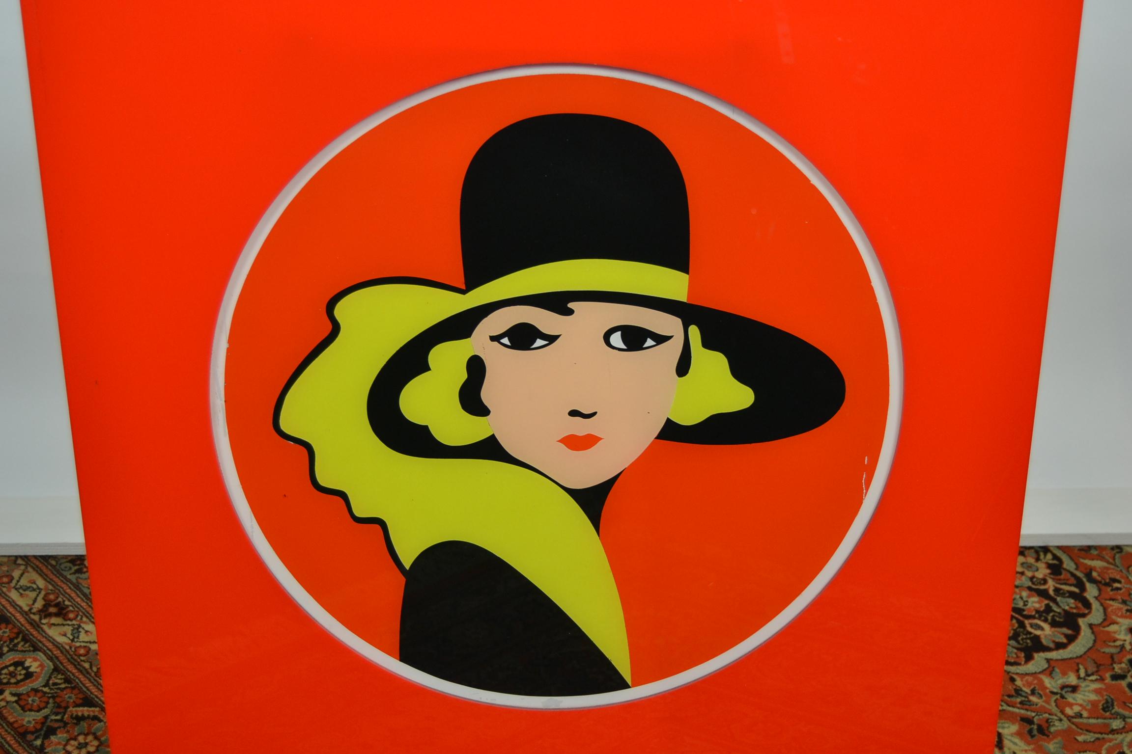 Art Deco 1970s Lucite Advertising Sign for Belga Cigarettes Belgium