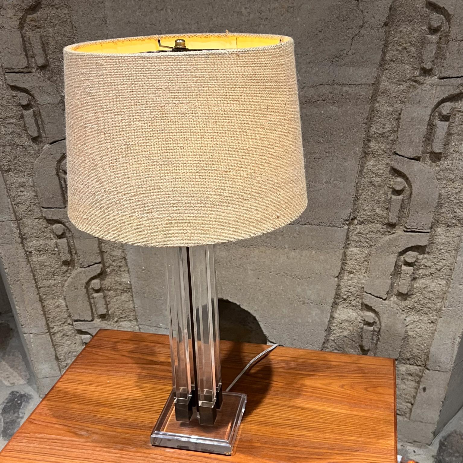 1970s Lucite and Brass Table Lamp Modern Style of Charles Hollis Jones In Good Condition For Sale In Chula Vista, CA