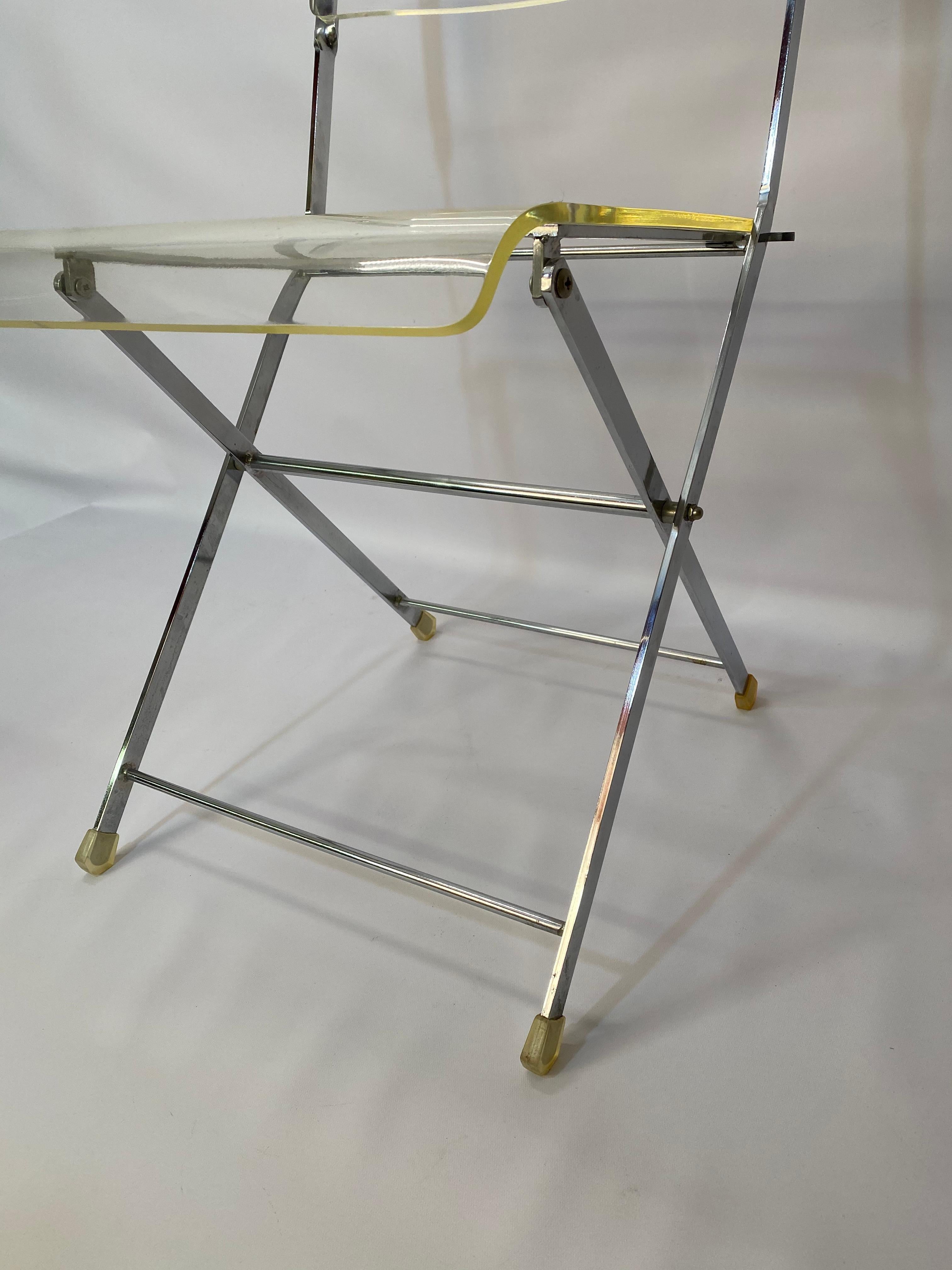 1970s Lucite and Chrome Cafe Folding Chair 1