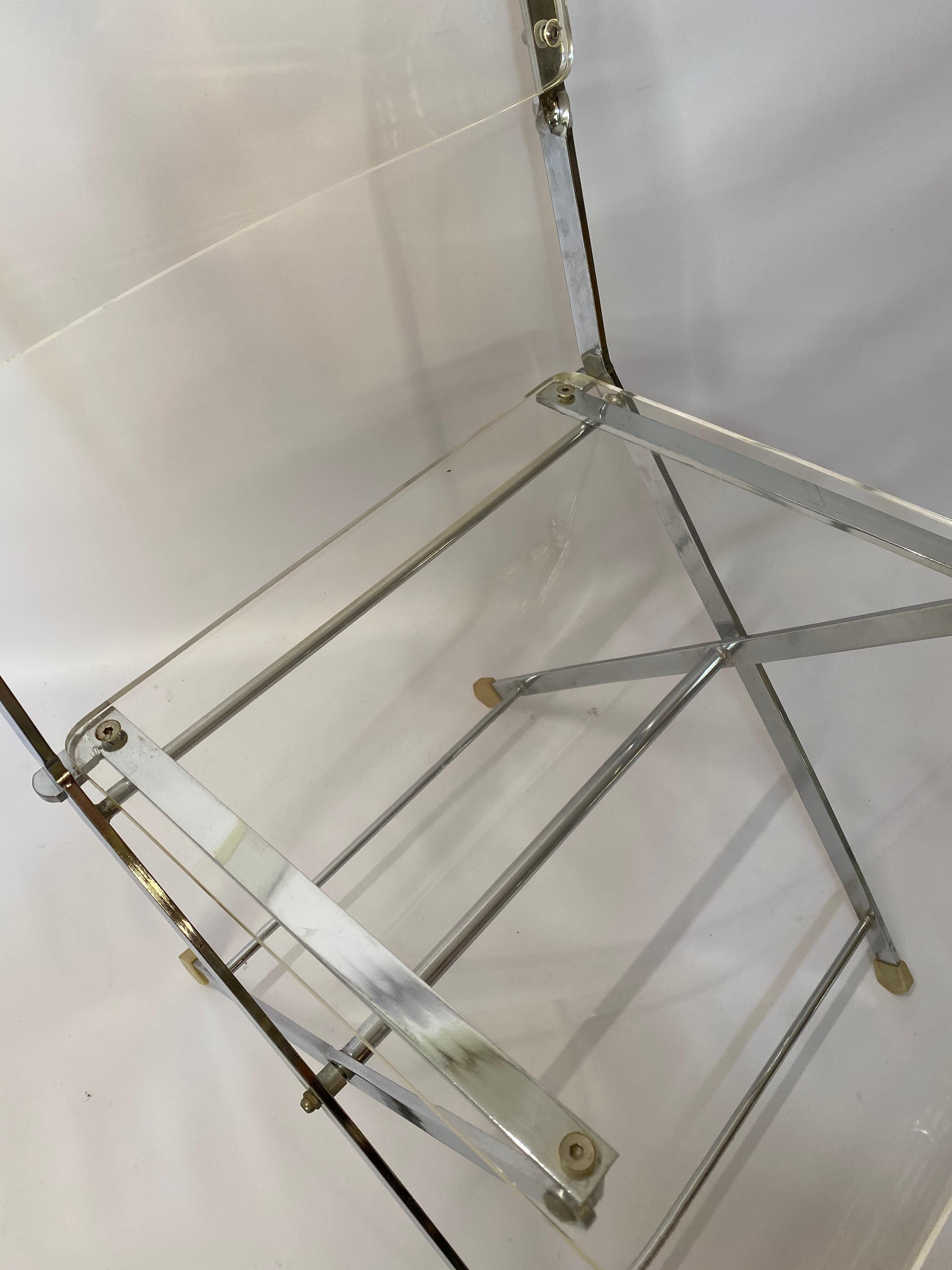 1970s Lucite and Chrome Cafe Folding Chair 2