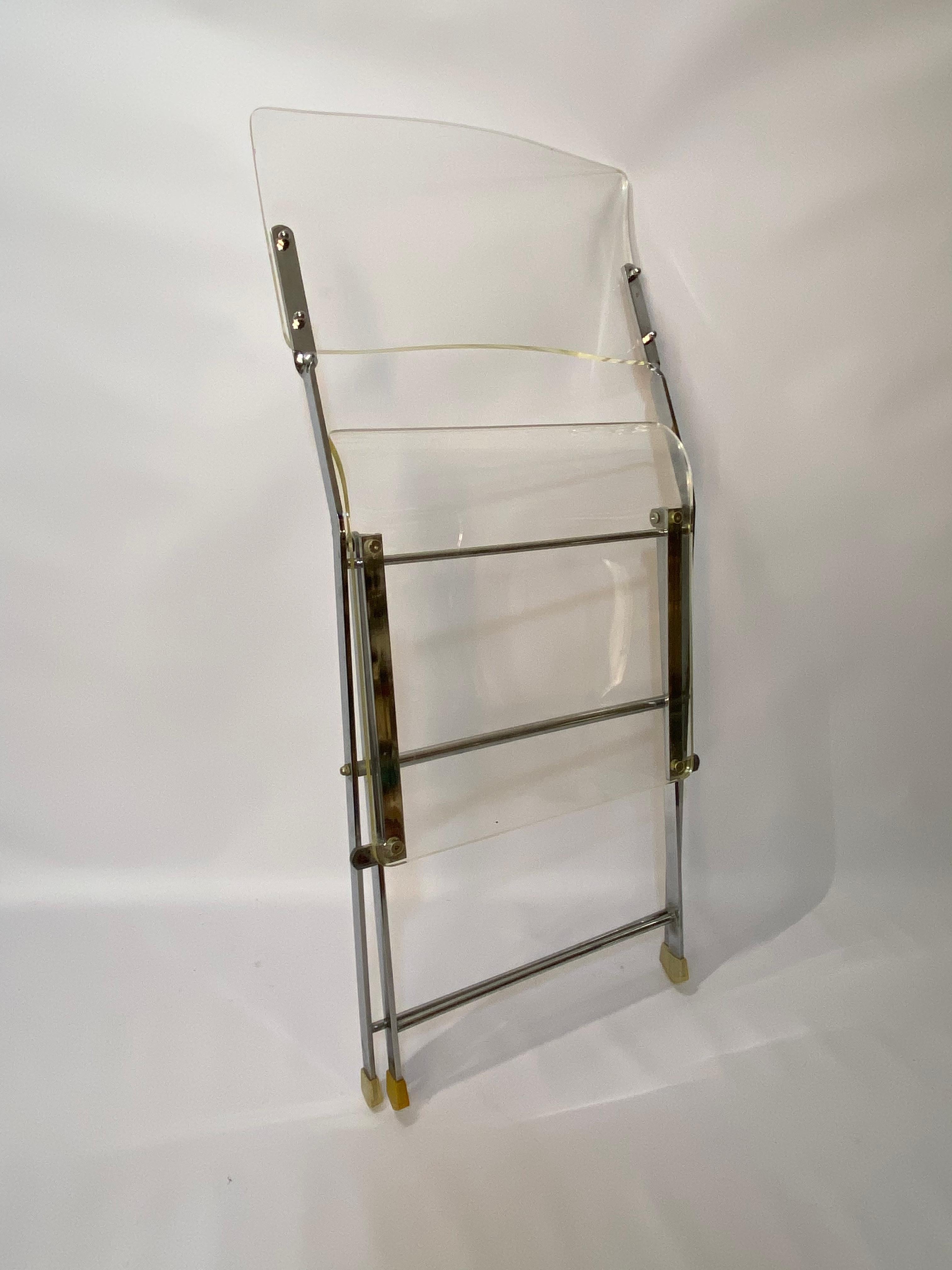 1970s Lucite and Chrome Cafe Folding Chair 3