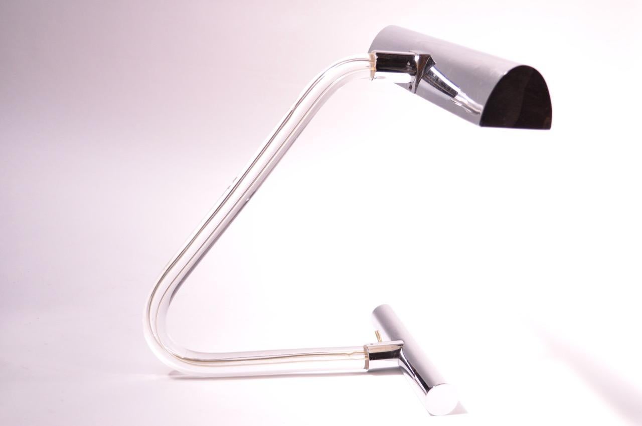 Mid-Century Modern 1970s Lucite and Chrome Desk Lamp by Peter Hamburger for Kovacs