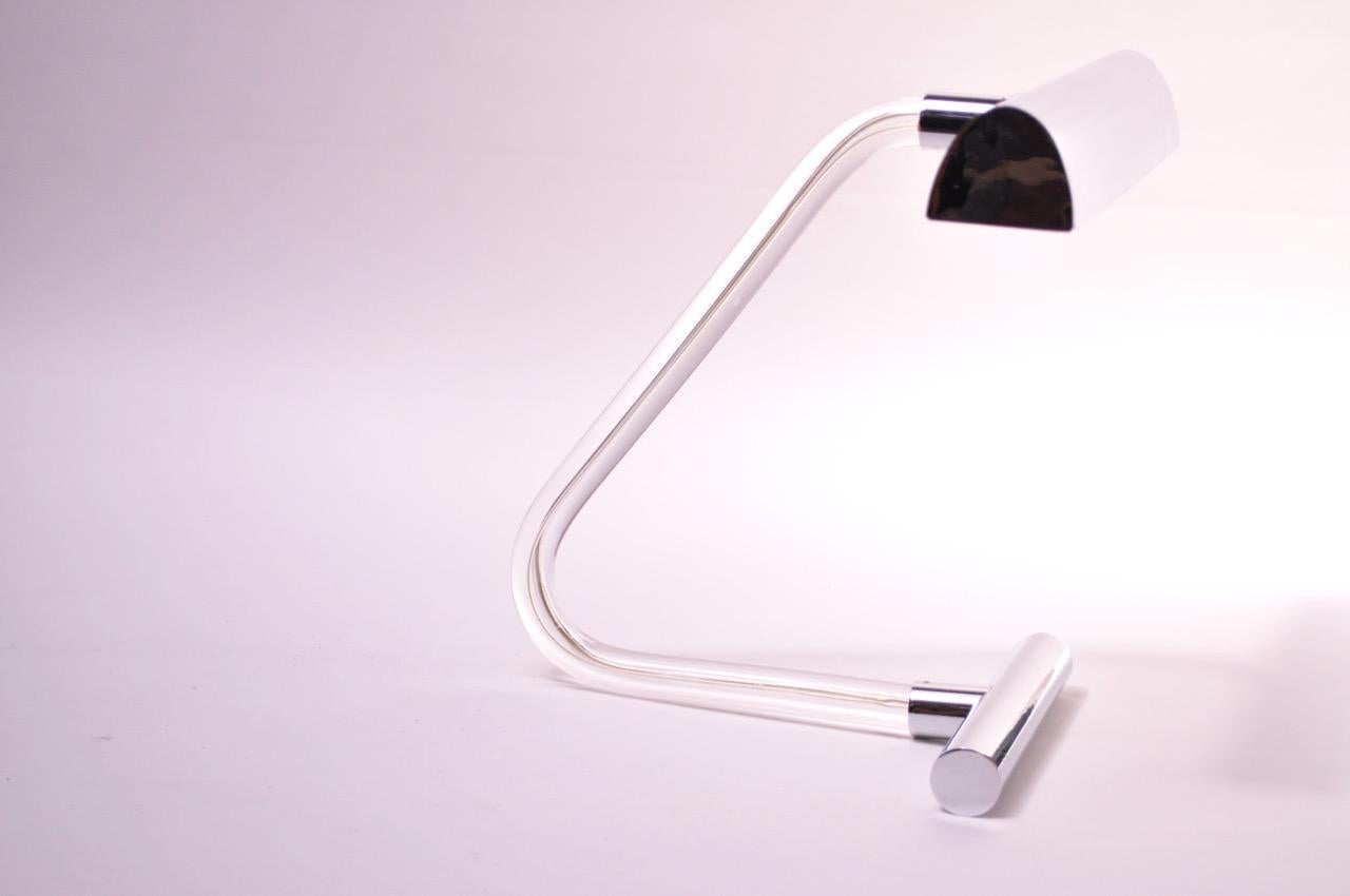 American 1970s Lucite and Chrome Desk Lamp by Peter Hamburger for Kovacs