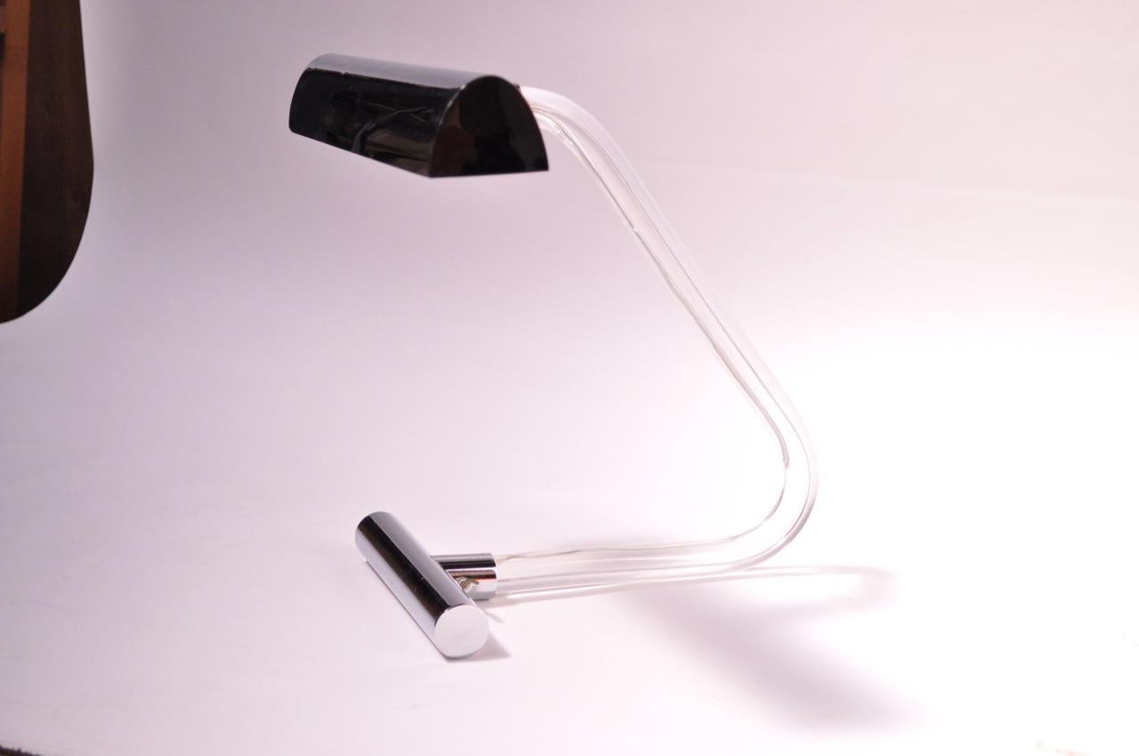 Late 20th Century 1970s Lucite and Chrome Desk Lamp by Peter Hamburger for Kovacs