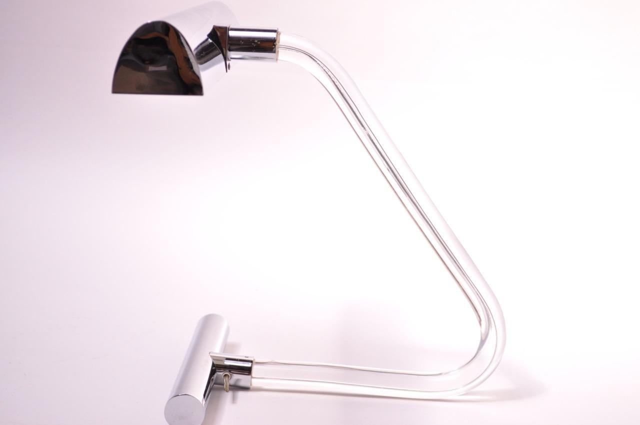 1970s Lucite and Chrome Desk Lamp by Peter Hamburger for Kovacs 1