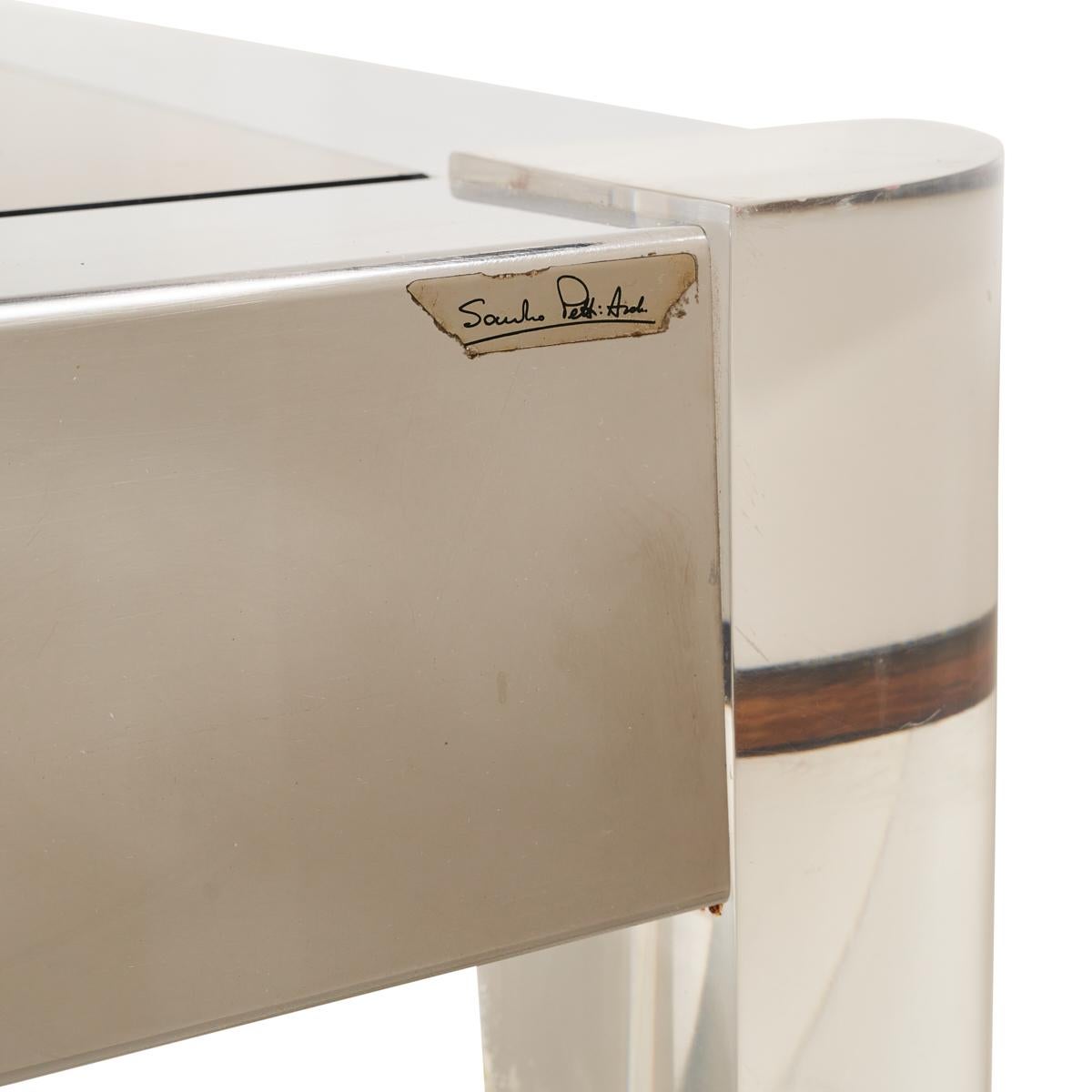 Fin du 20e siècle Table de salle à manger des années 1970 en lucite et chrome avec plateau en verre, Italie en vente