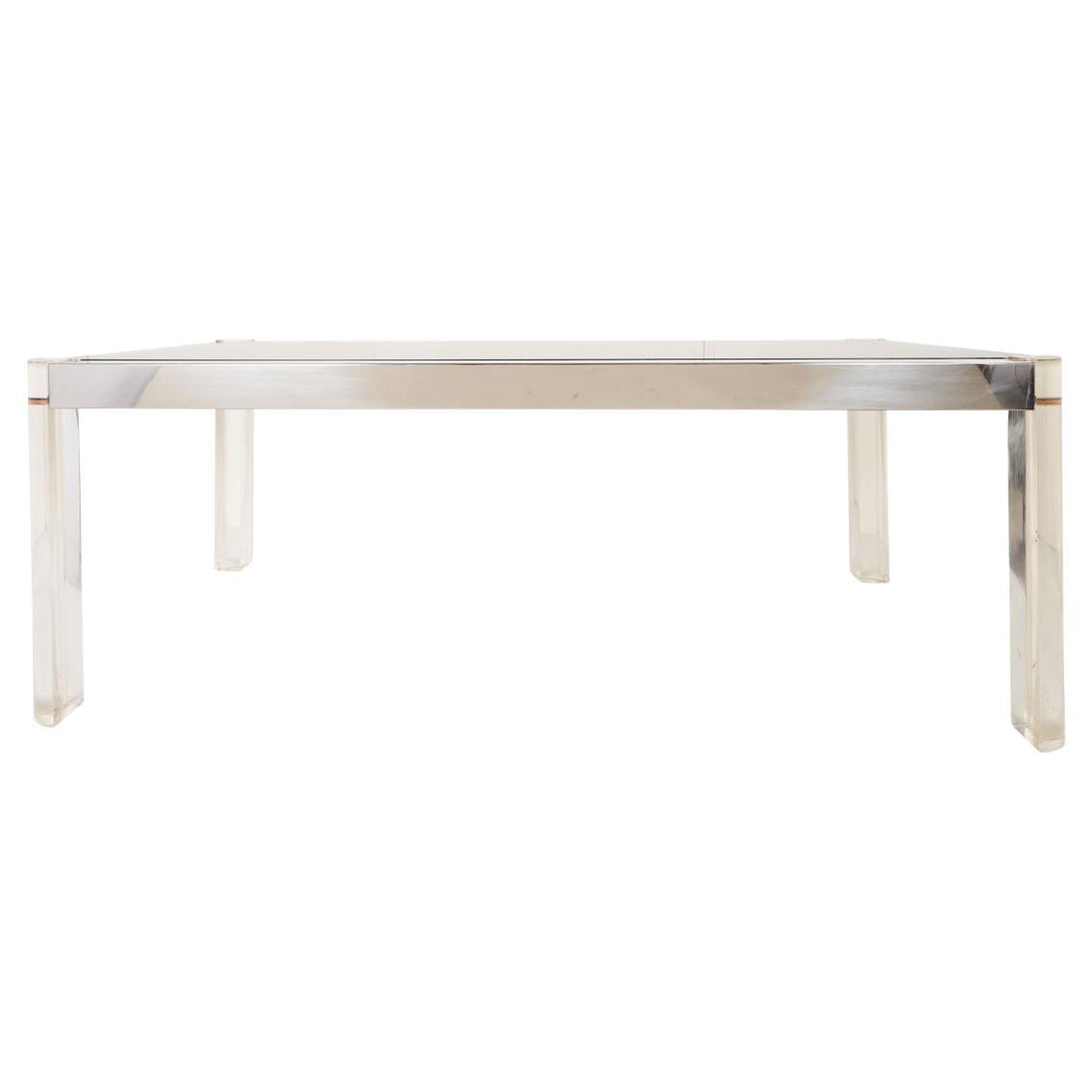 1970s Lucite and Chrome Dining Table with Glass Top, Italy