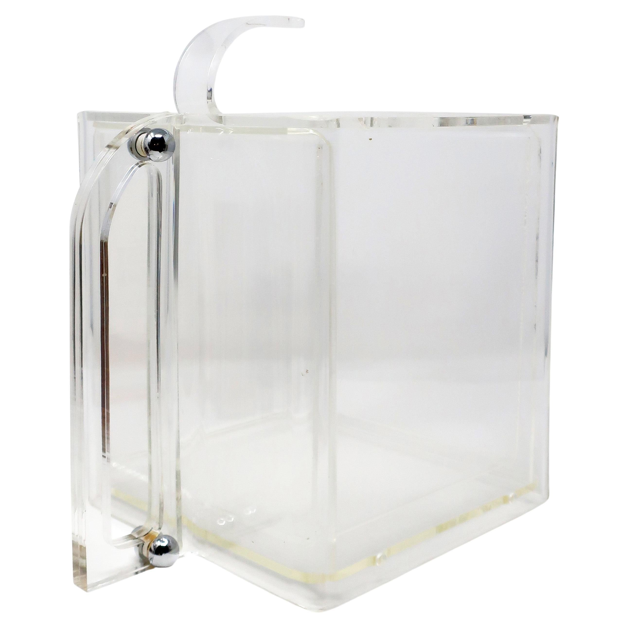 1970s Lucite and Chrome Ice Bucket For Sale