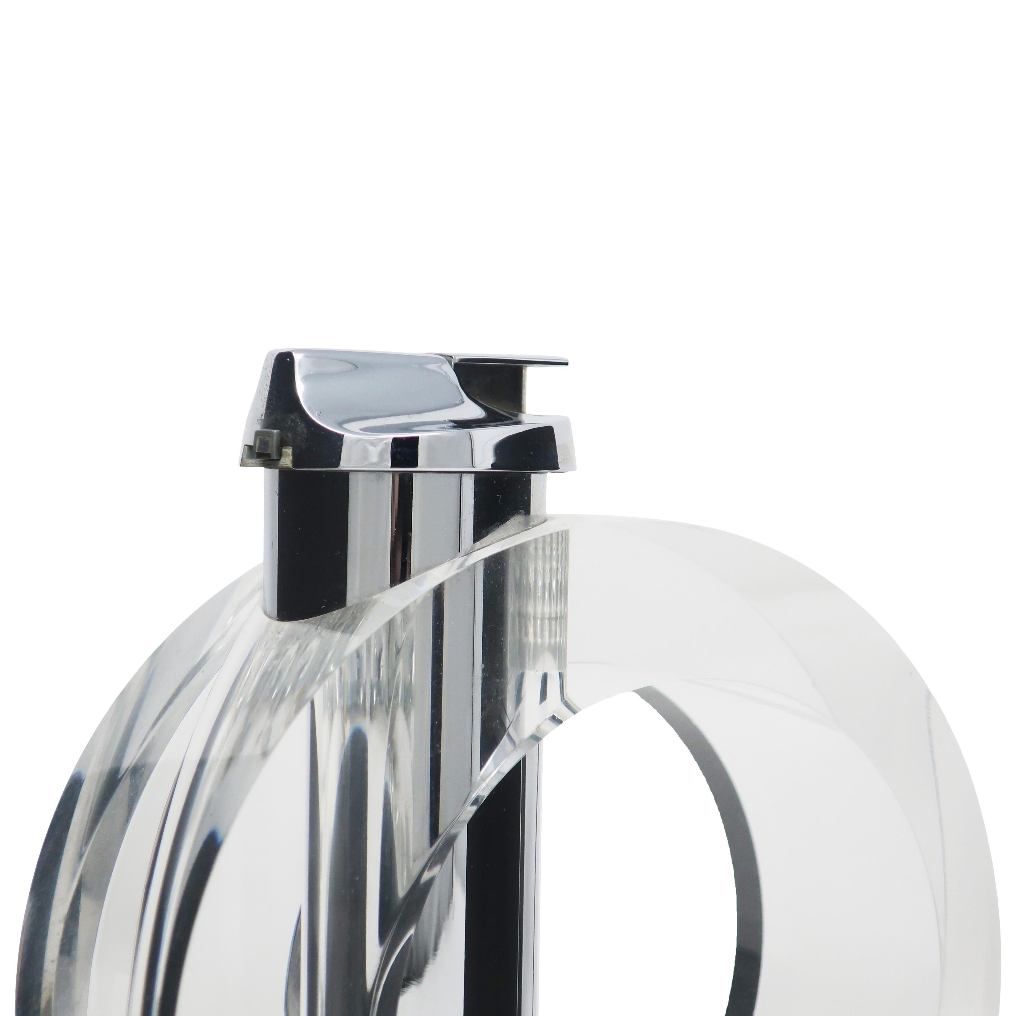 1970s, Lucite and Chrome Table Lighter by Felice Antonio Botta 2