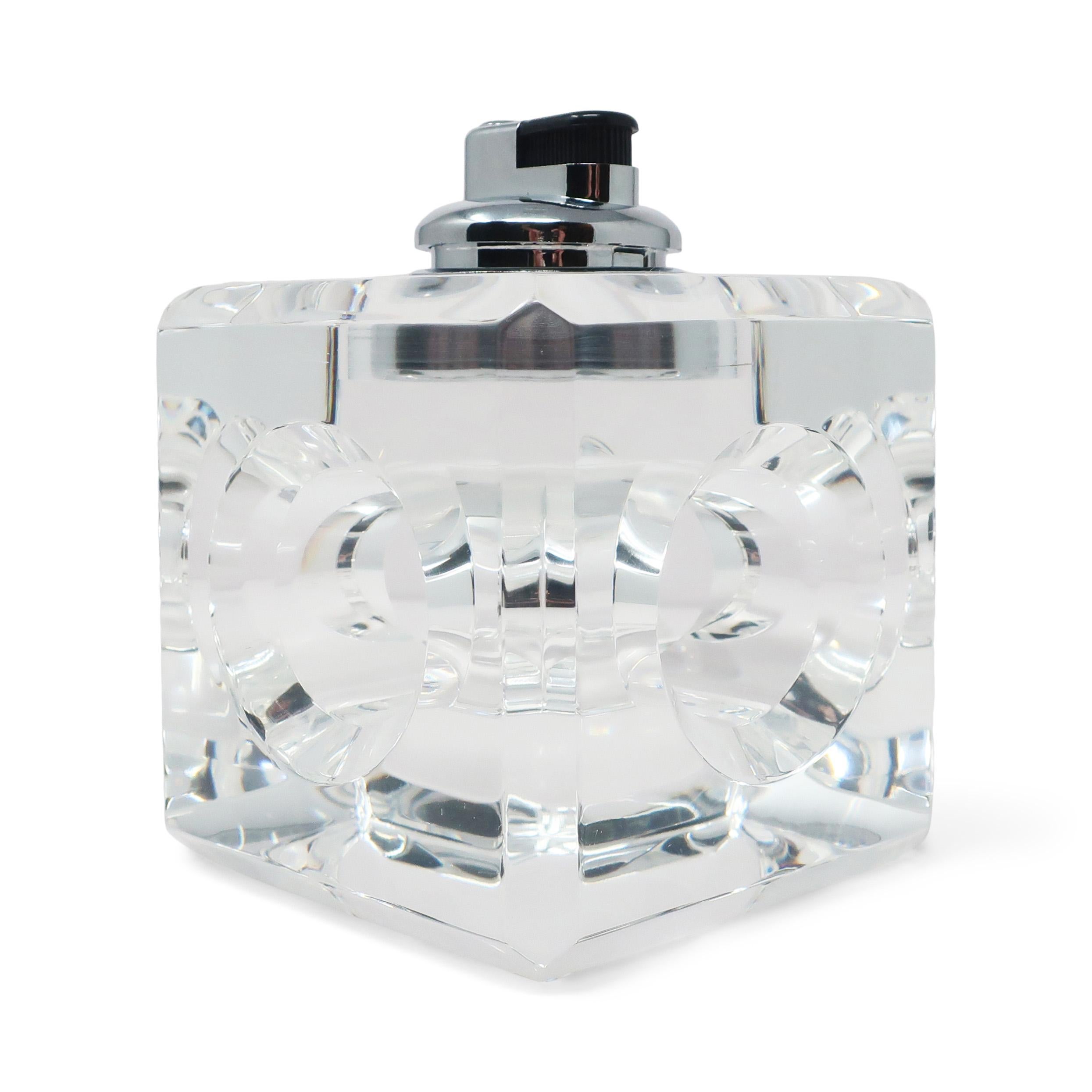 Post-Modern 1970s Lucite and Chrome Table Lighter by Peter Alan