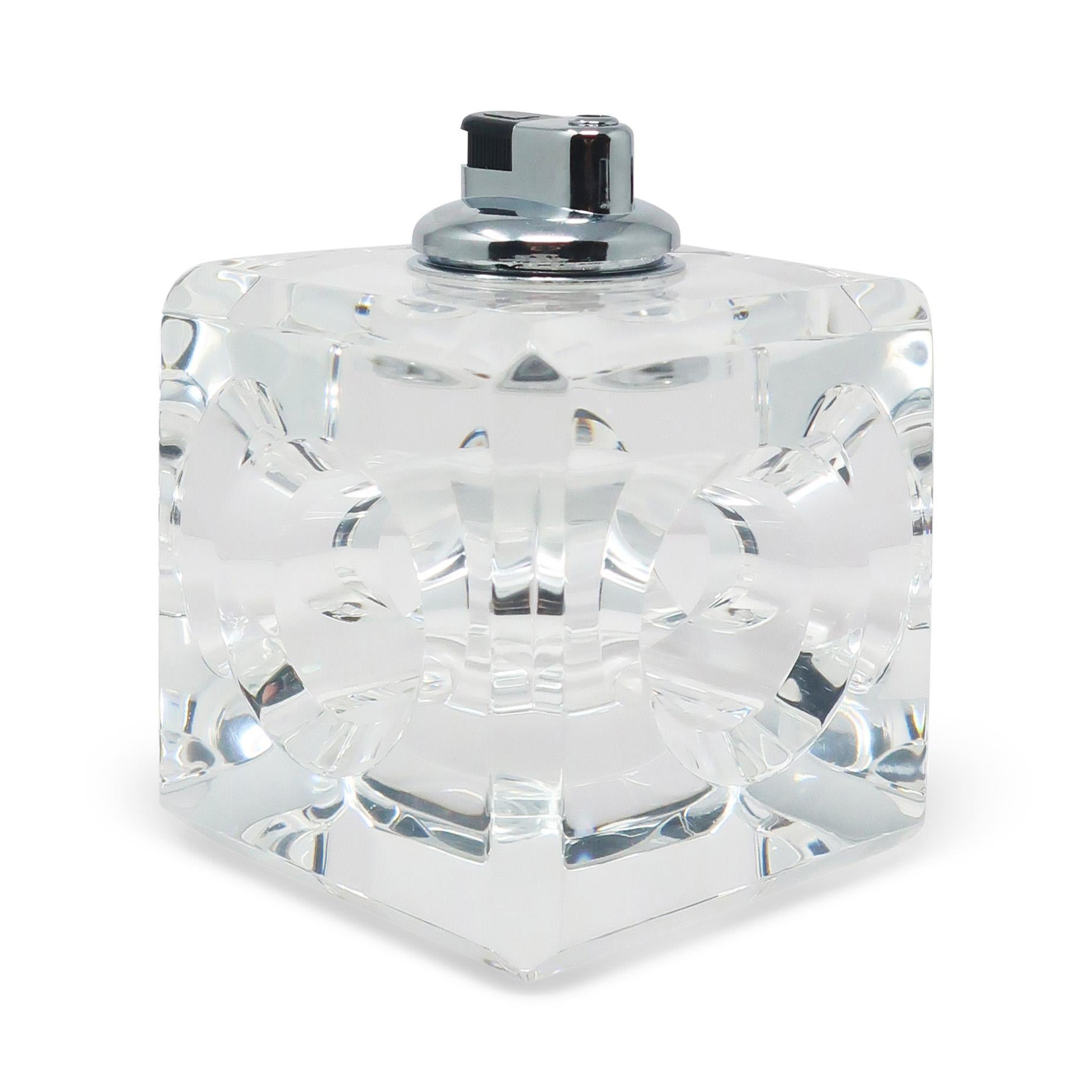 1970s Lucite and Chrome Table Lighter by Peter Alan In Good Condition In Brooklyn, NY