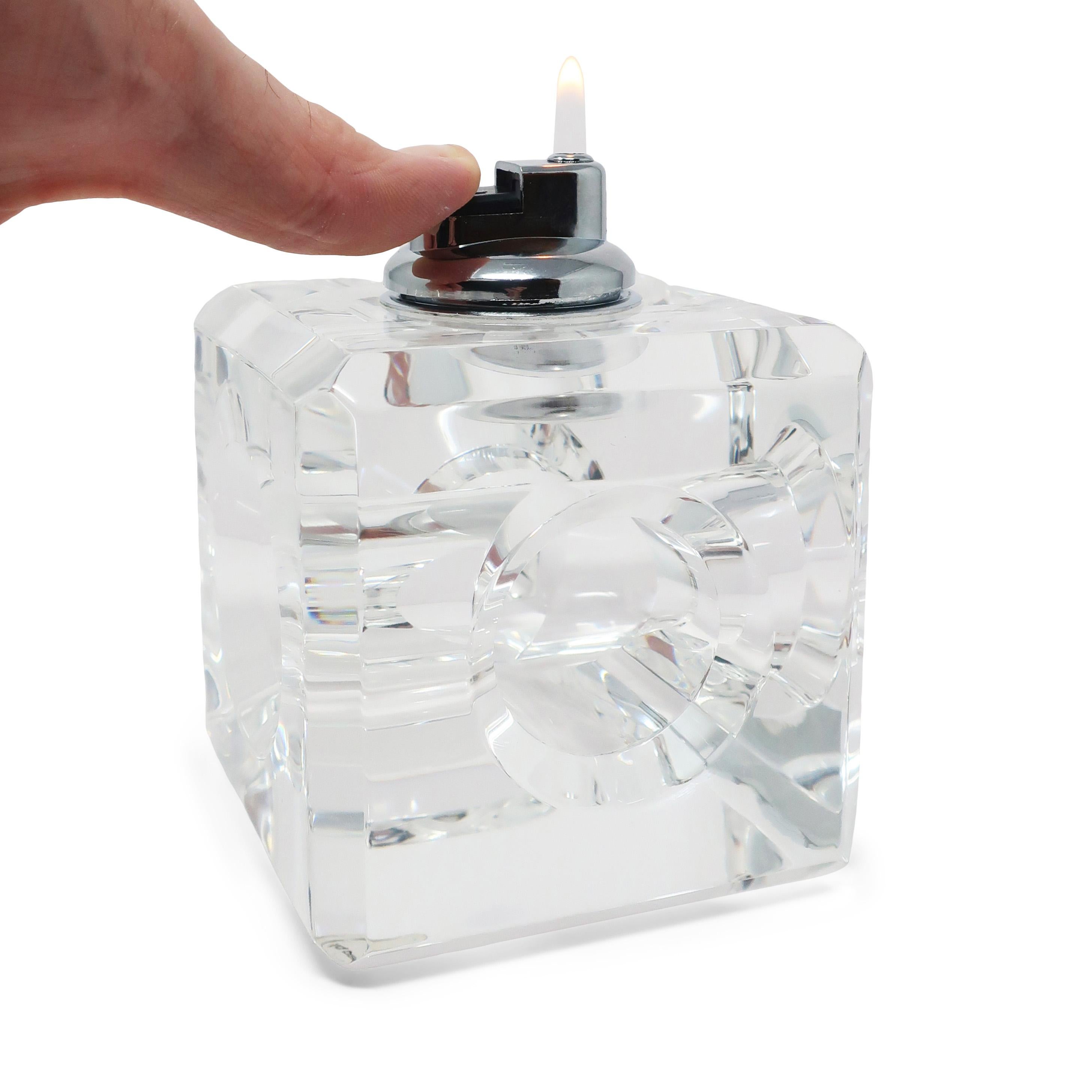 1970s Lucite and Chrome Table Lighter by Peter Alan 1