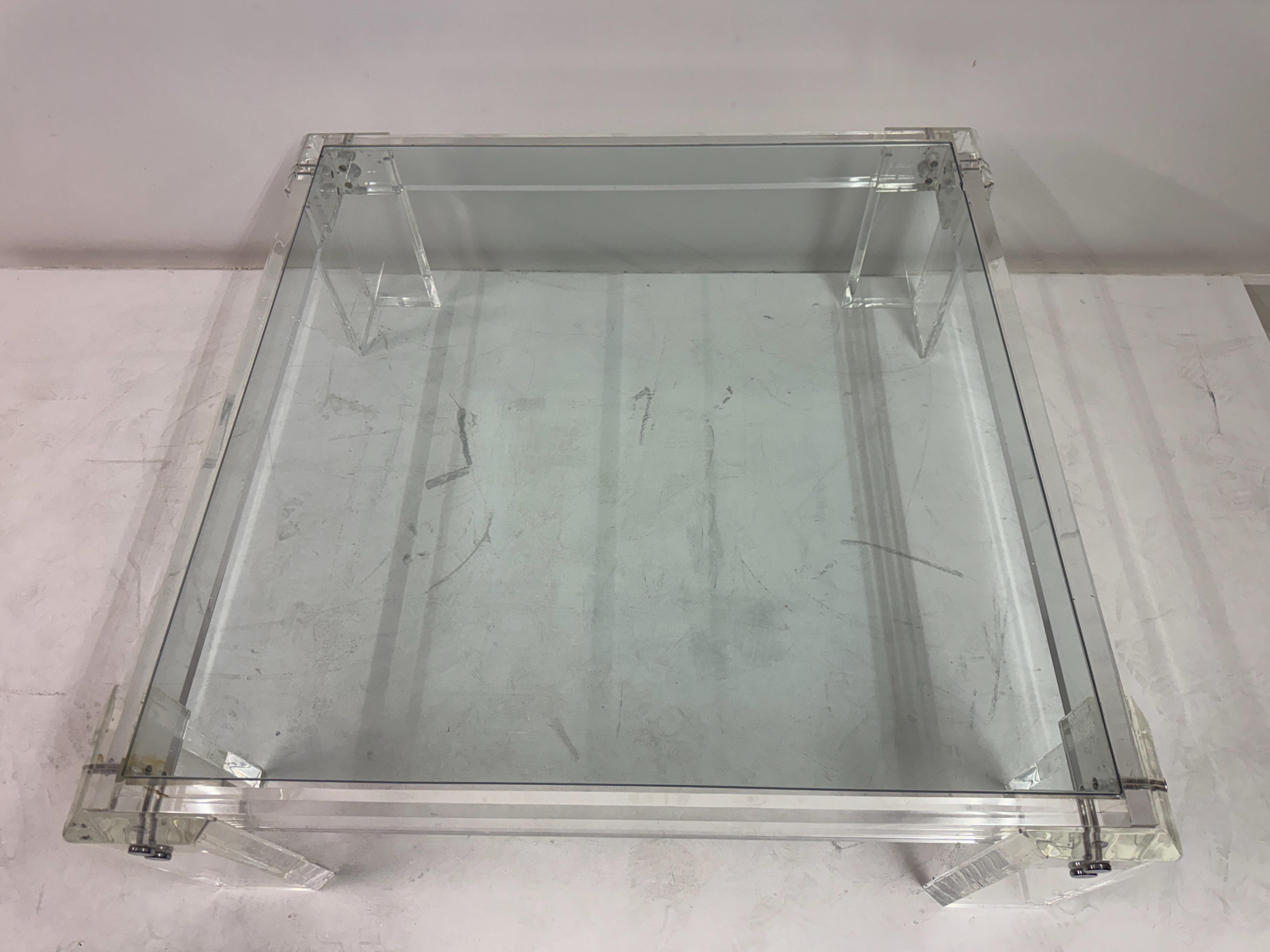 1970er Lucite und Glas Couchtisch im Zustand „Gut“ im Angebot in London, London