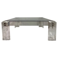 1970er Lucite und Glas Couchtisch