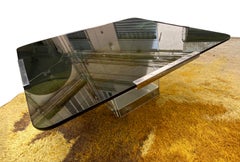 1970s Lucite and Glass Square Coffee Table Alessandro Albrizzi Style