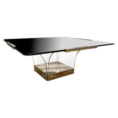 1970s Lucite and Glass Square Coffee Table Alessandro Albrizzi Style