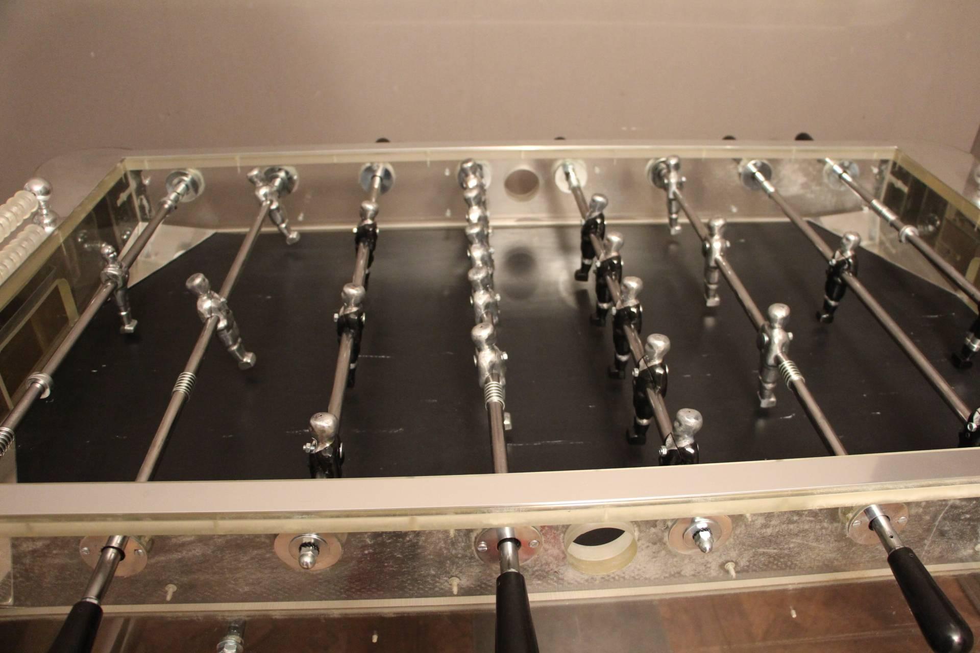 Modern 1970s Lucite and Mirror Polished Aluminum Foosball Table