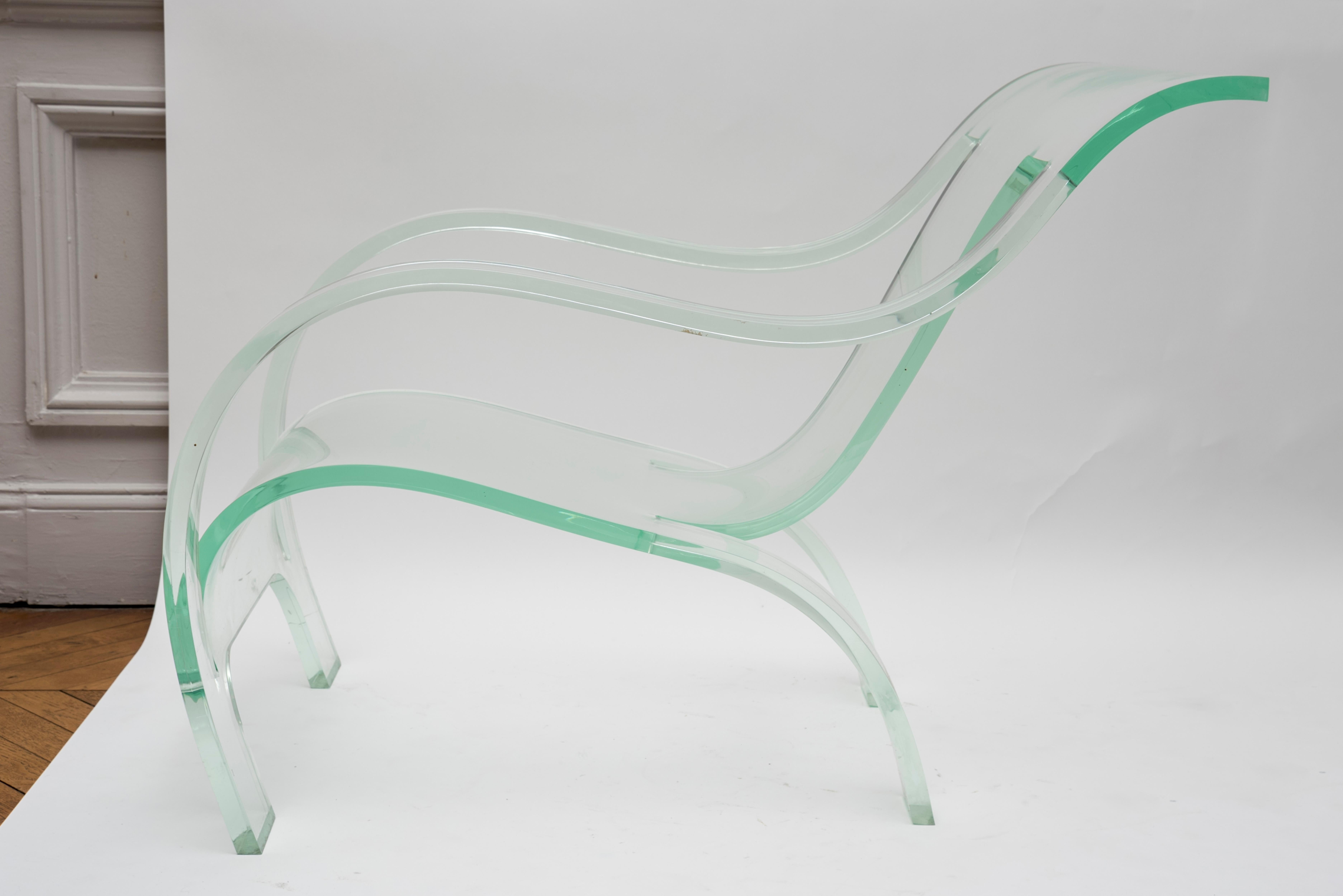 French 1970s Lucite Armchairs after a model of Gerald Summers