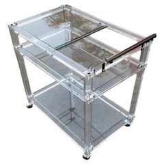 1970s Lucite Bar Serving  Trolley Cart