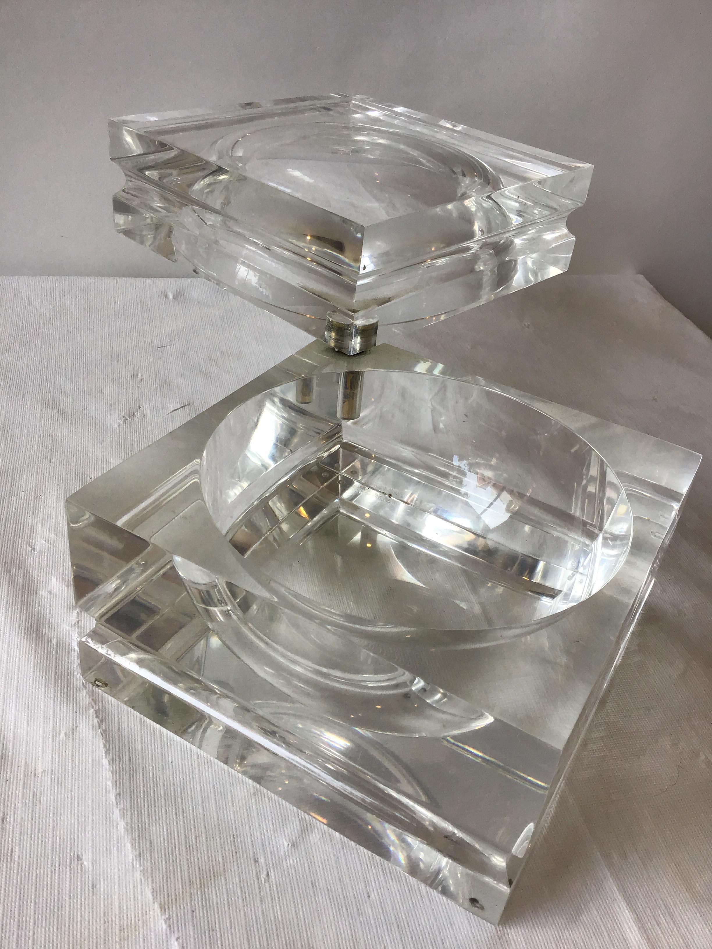 1970s Lucite with sliding top.