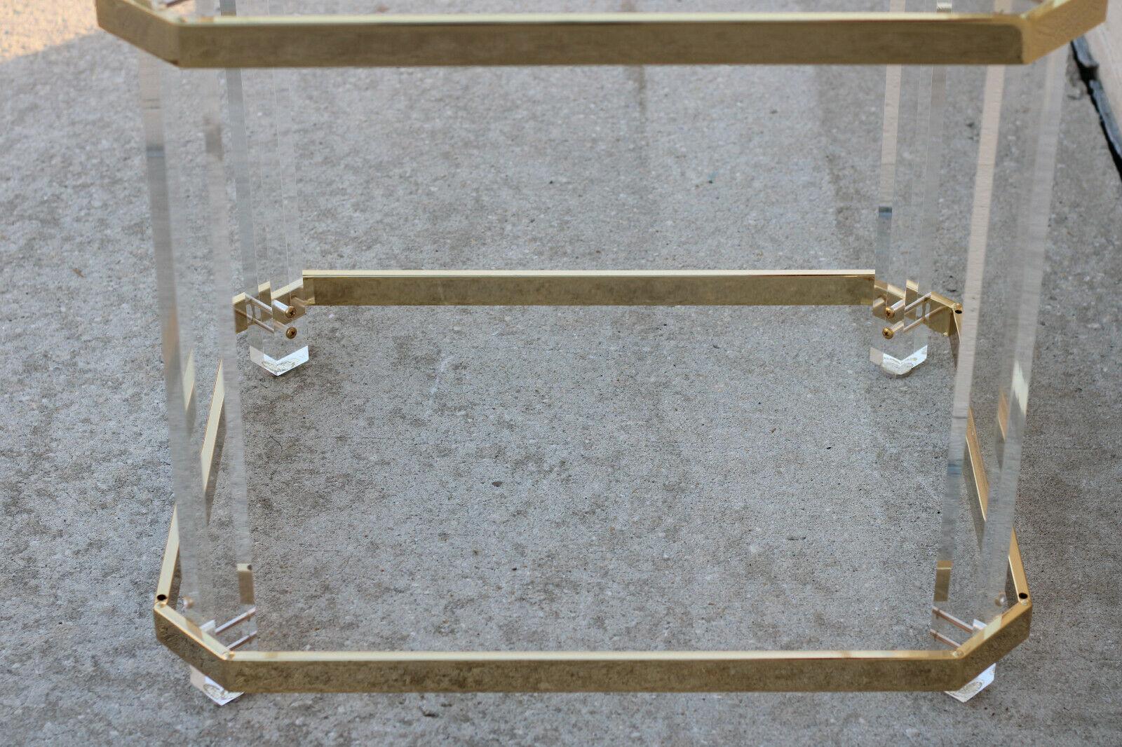 1970s Lucite Brass and Glass Side Table after Charles Hollis Jones For Sale 6