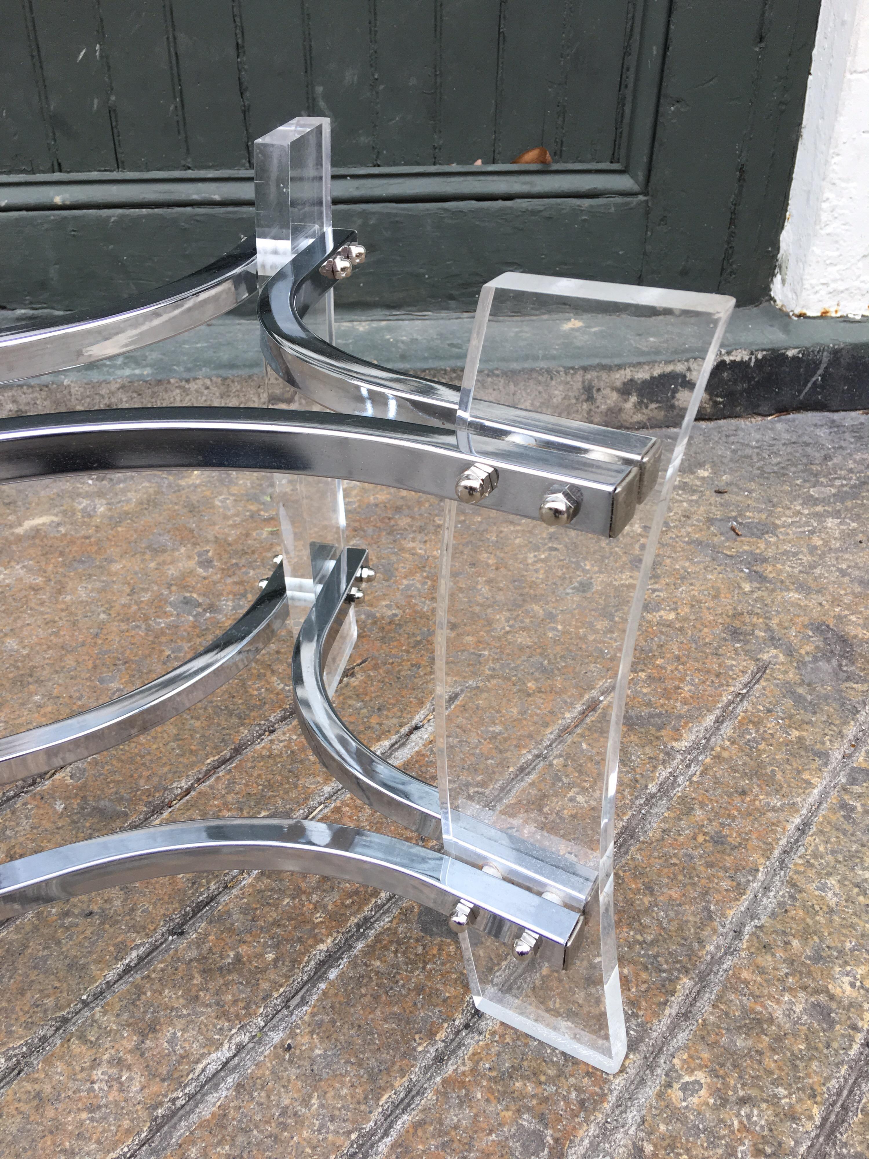 1970s Lucite, Chrome and Glass Coffee Table 2