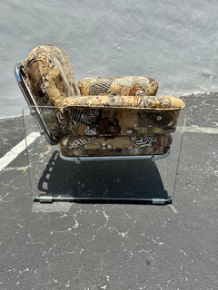 1970s Lucite Chrome Animal Safari Floating Club Chair