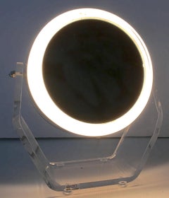 1970s Lucite & Chrome "Eye Ball" Swivel Vanity Mirror Light By, Rialto
