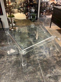 1970's Lucite Coffee Table with Glass Top