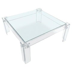 1970's Lucite Coffee Table with Glass Top