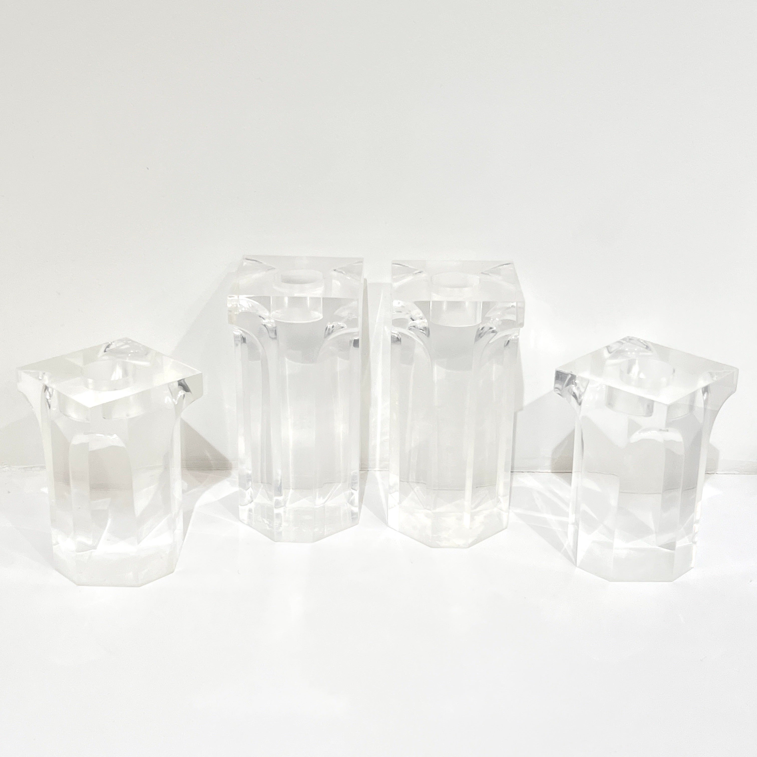 1970's Lucite Column Candle Holders in the Style of Charles Hollis Jones, Set/4 For Sale 4