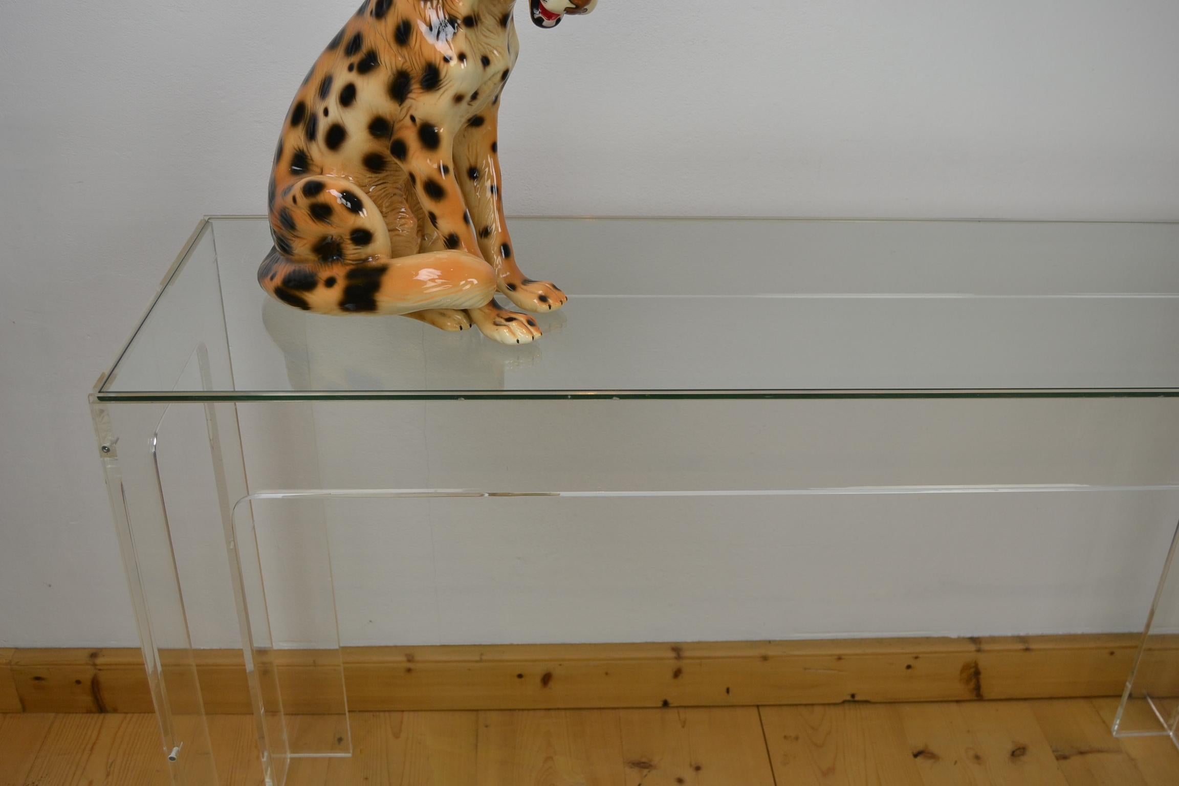 1970s Lucite Console Table with Glass Top In Good Condition In Antwerp, BE