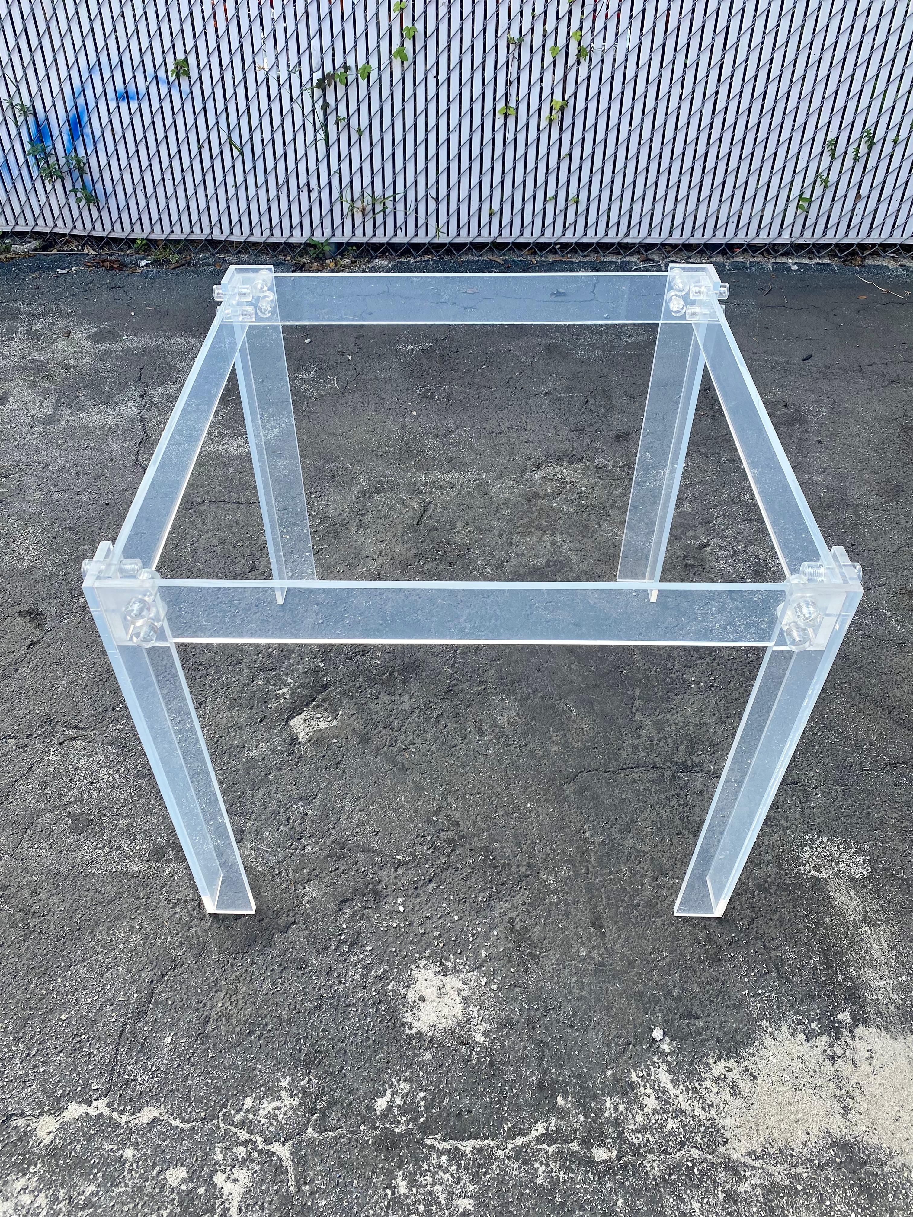 1970s Lucite Dining Gaming Table and Chairs, Set of 4 For Sale 1