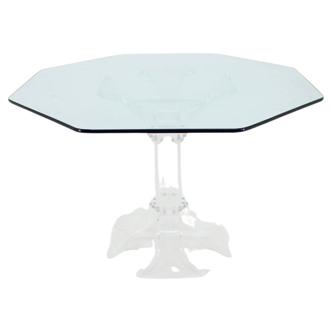 1970s Lucite Dining Table with Glass Top, Charles Hollis Jones Style For Sale