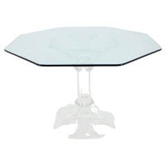 1970s Lucite Dining Table with Glass Top, Charles Hollis Jones Style