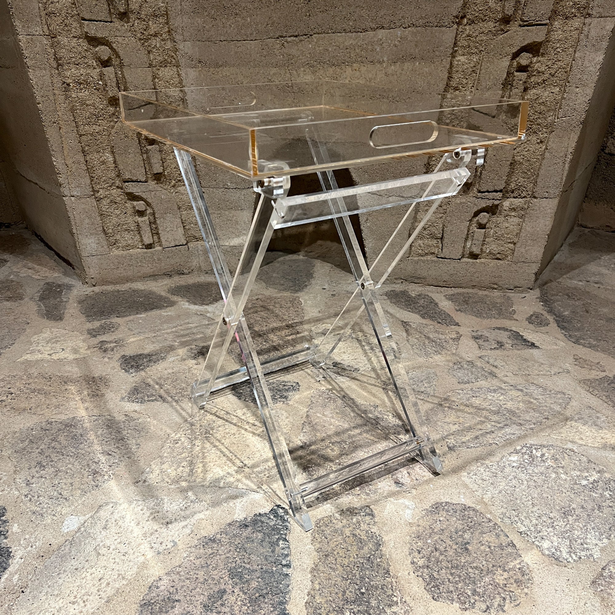 1970er Jahre Lucite Folding Service Tablett Tisch