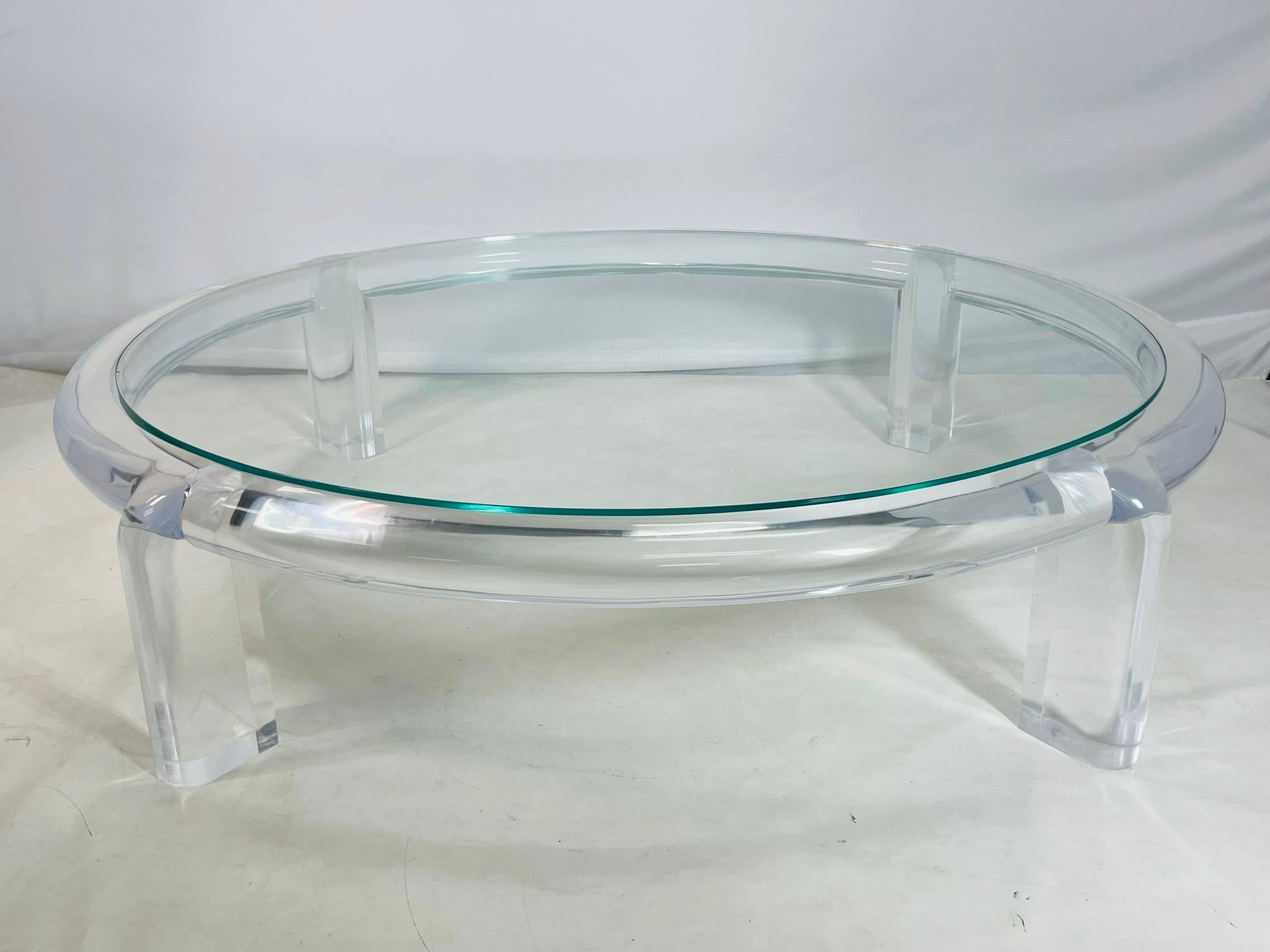1970 Lucite & Glass Coffee Table Attributed to Karl Springer, Model No II en vente 2