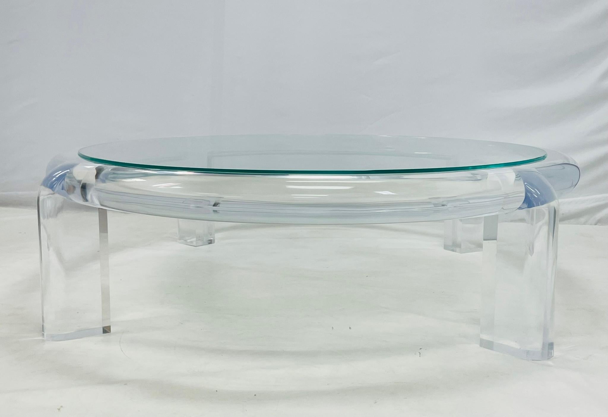 1970 Lucite & Glass Coffee Table Attributed to Karl Springer, Model No II en vente 4