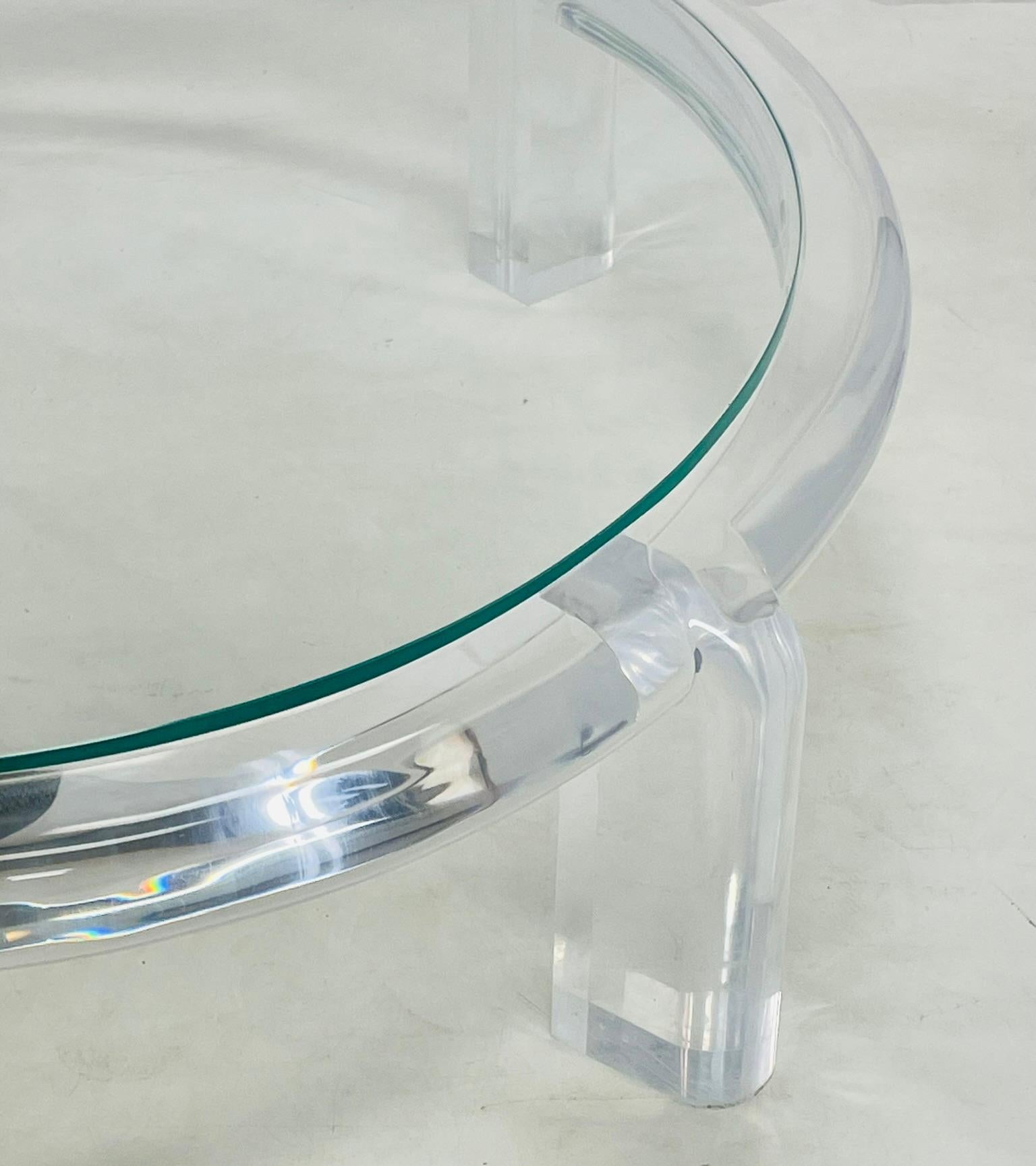 1970 Lucite & Glass Coffee Table Attributed to Karl Springer, Model No II en vente 7