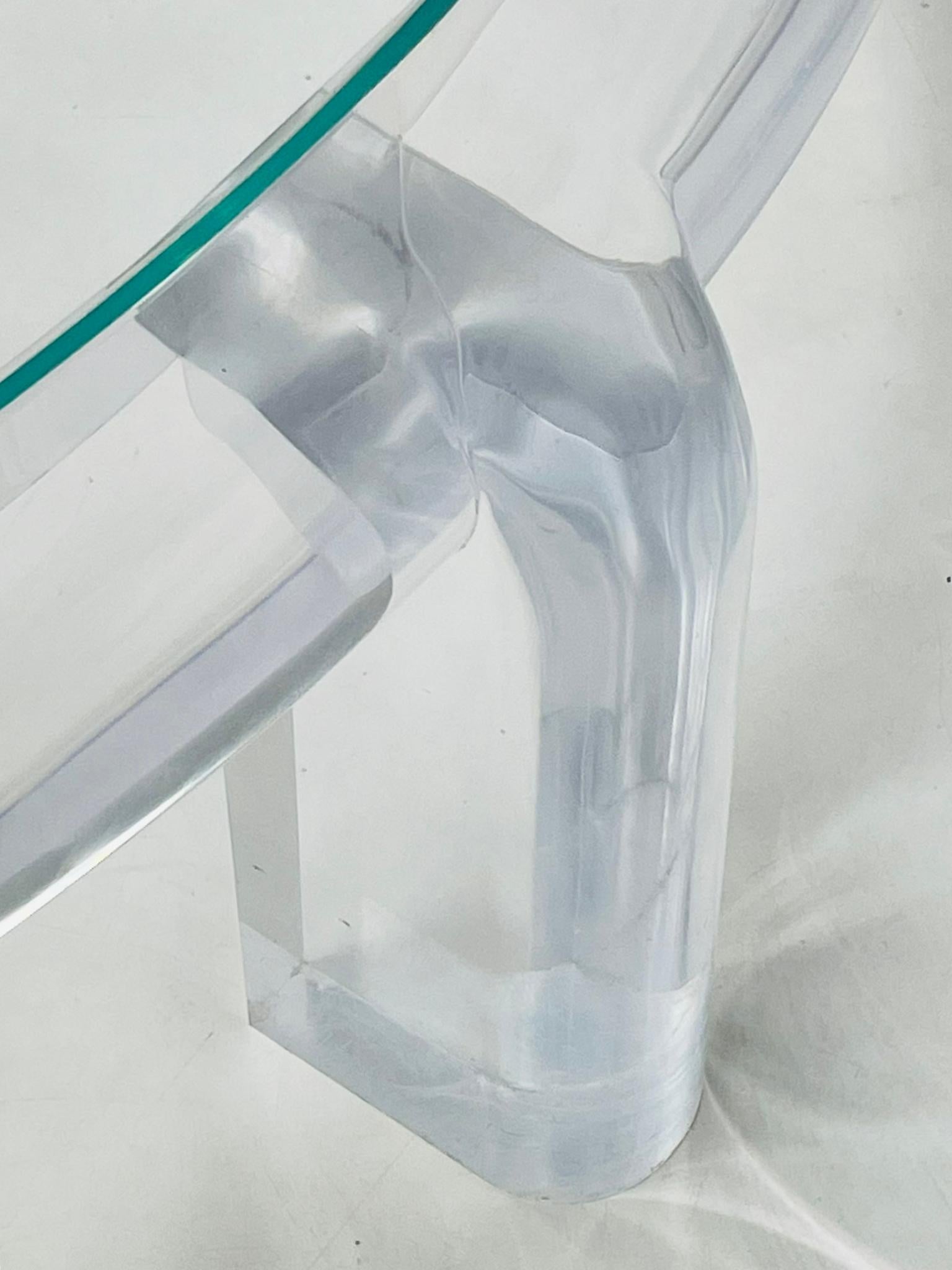 1970 Lucite & Glass Coffee Table Attributed to Karl Springer, Model No II en vente 8