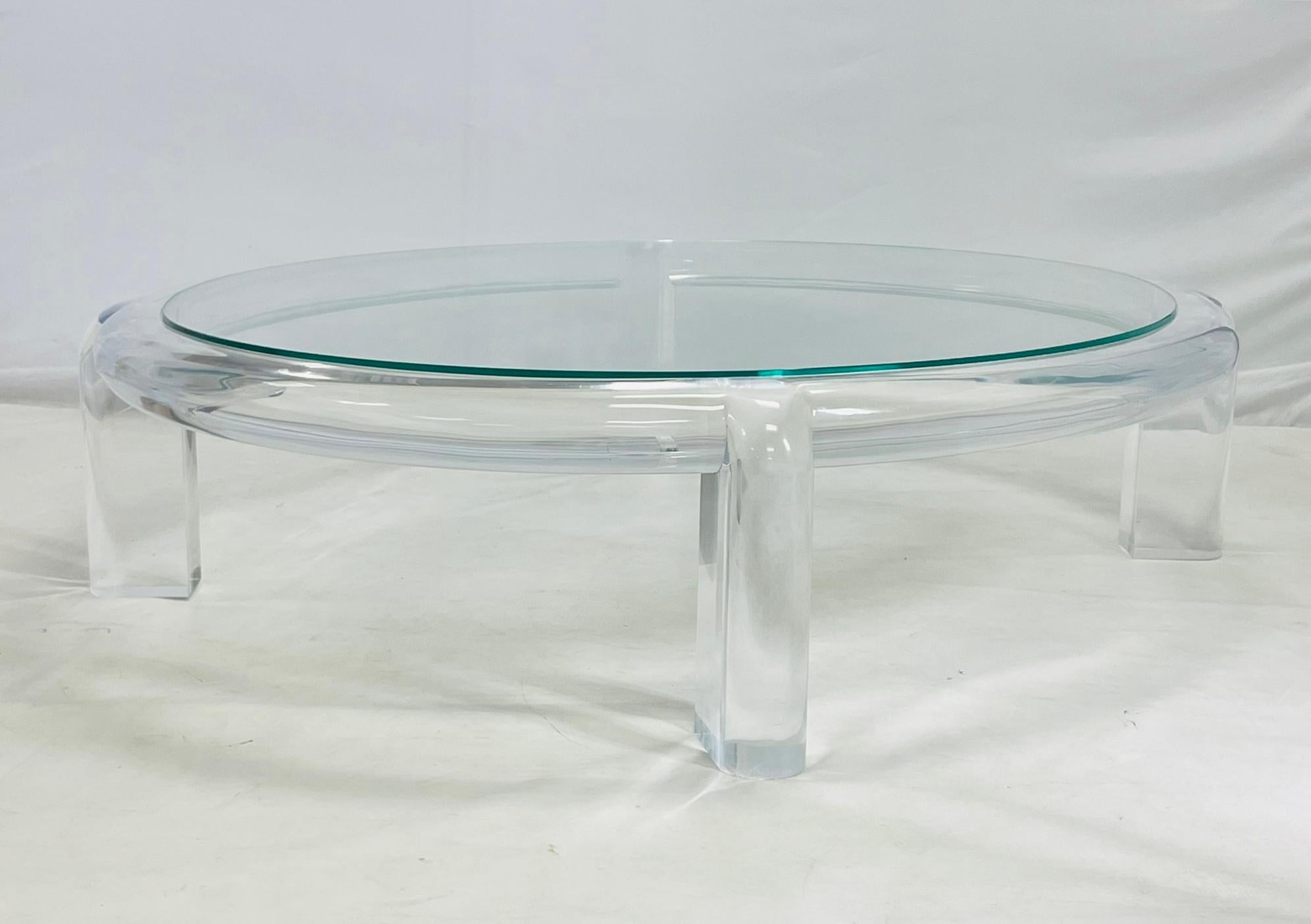 Moulage 1970 Lucite & Glass Coffee Table Attributed to Karl Springer, Model No II en vente
