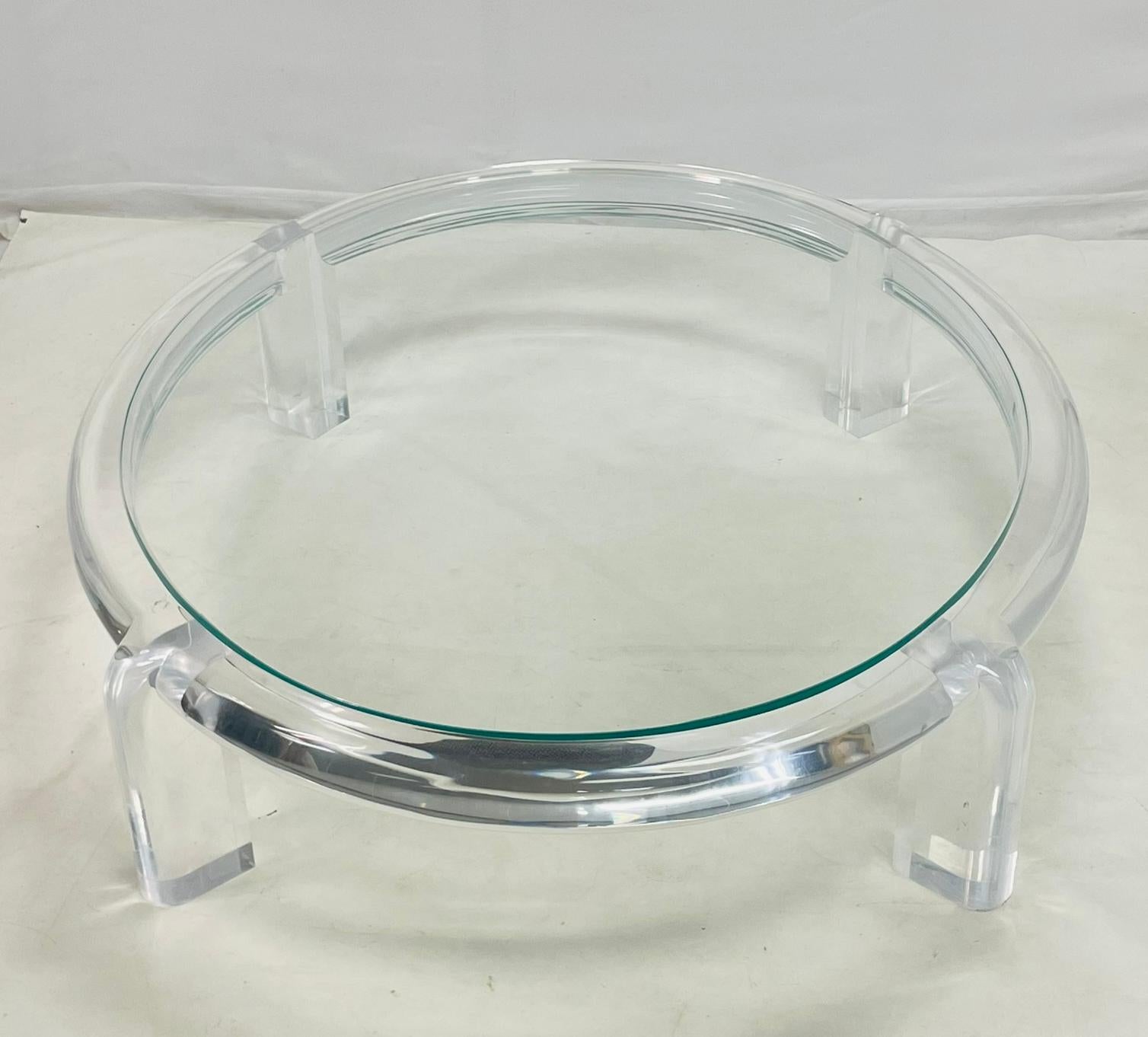 Fin du 20e siècle 1970 Lucite & Glass Coffee Table Attributed to Karl Springer, Model No II en vente