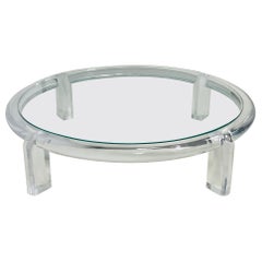 1970 Lucite & Glass Coffee Table Attributed to Karl Springer, Model No II