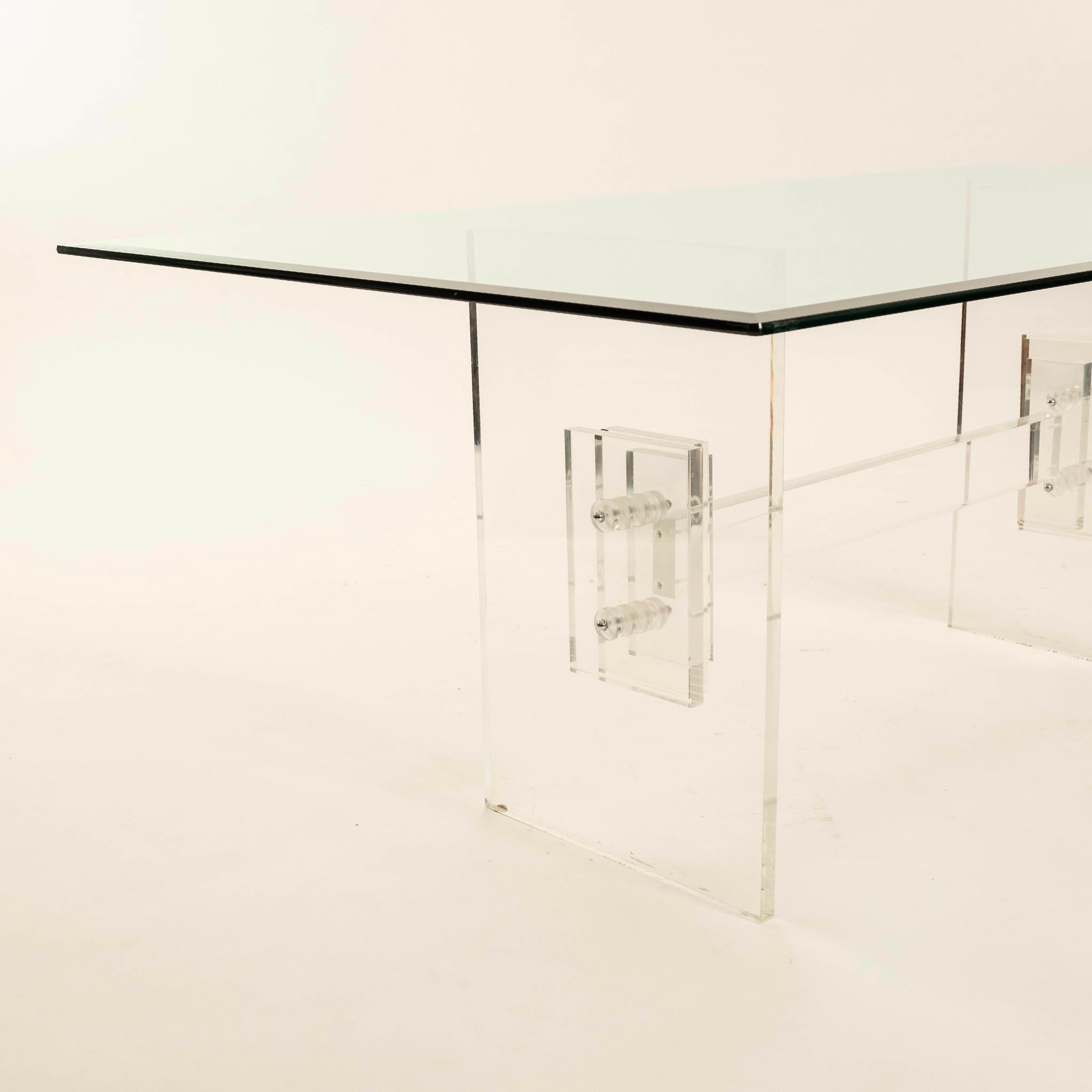 North American 1970s Lucite Glass Dining Table For Sale