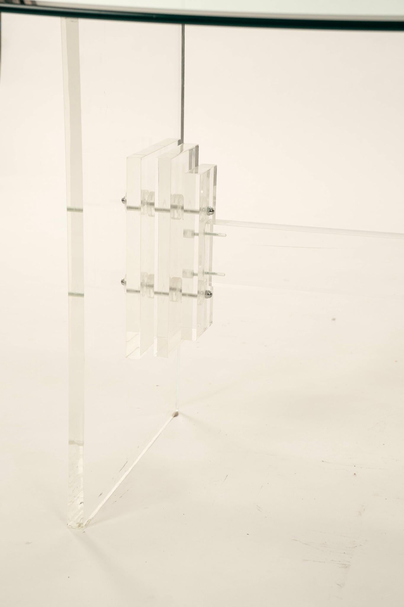 1970s Lucite Glass Dining Table For Sale 1