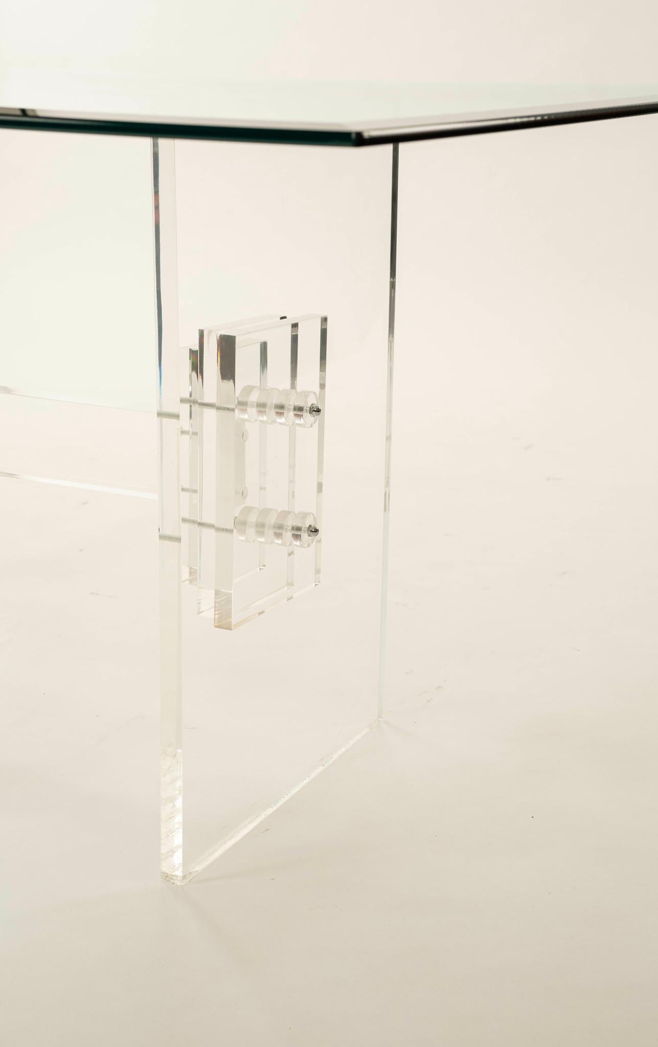 1970s Lucite Glass Dining Table For Sale 2