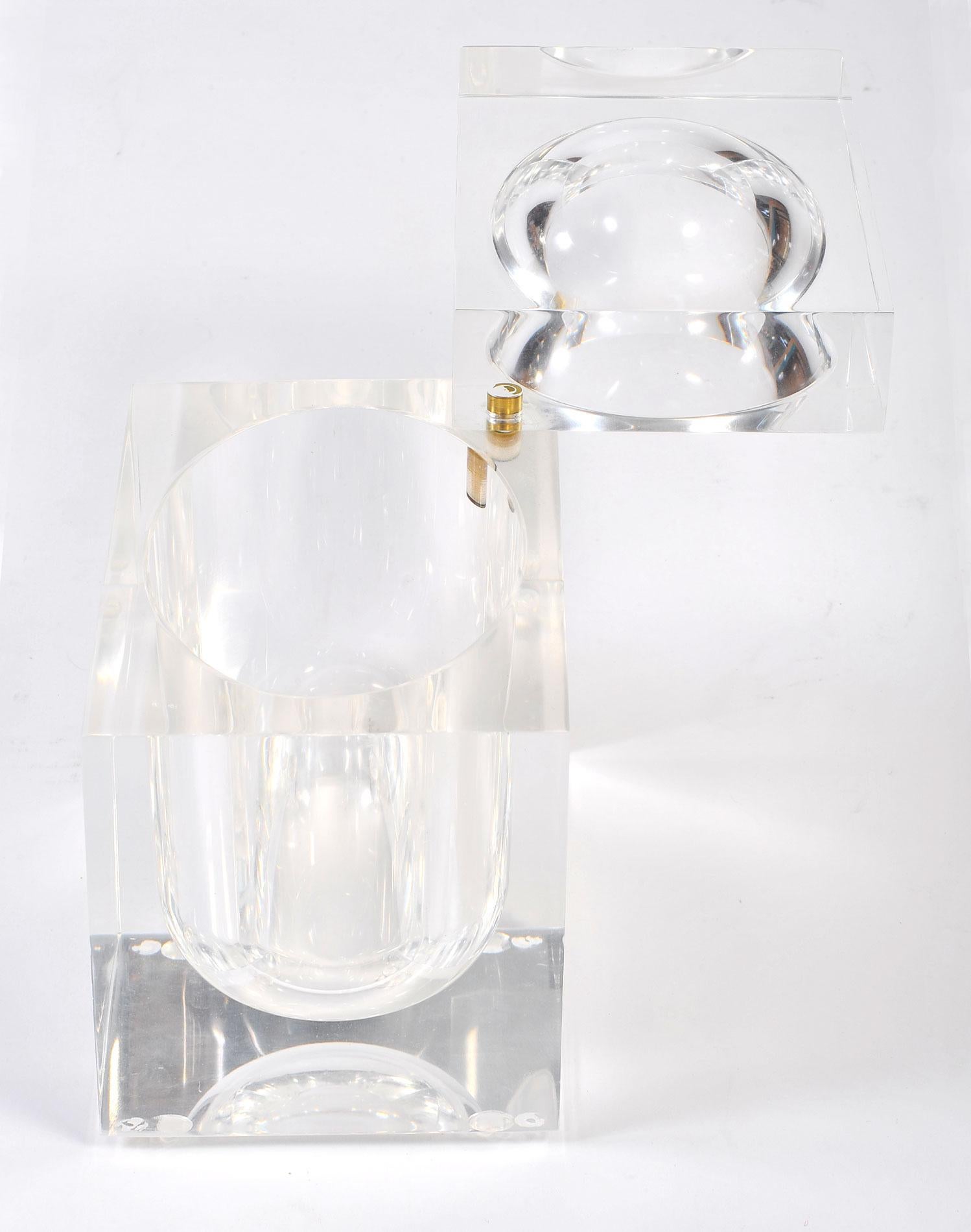 Cast 1970s Lucite Ice Bucket by Alessandro Albrizzi