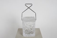 1970s Lucite Ice Bucket in the form of a Chiseled Ice Block with Chrome Tongs