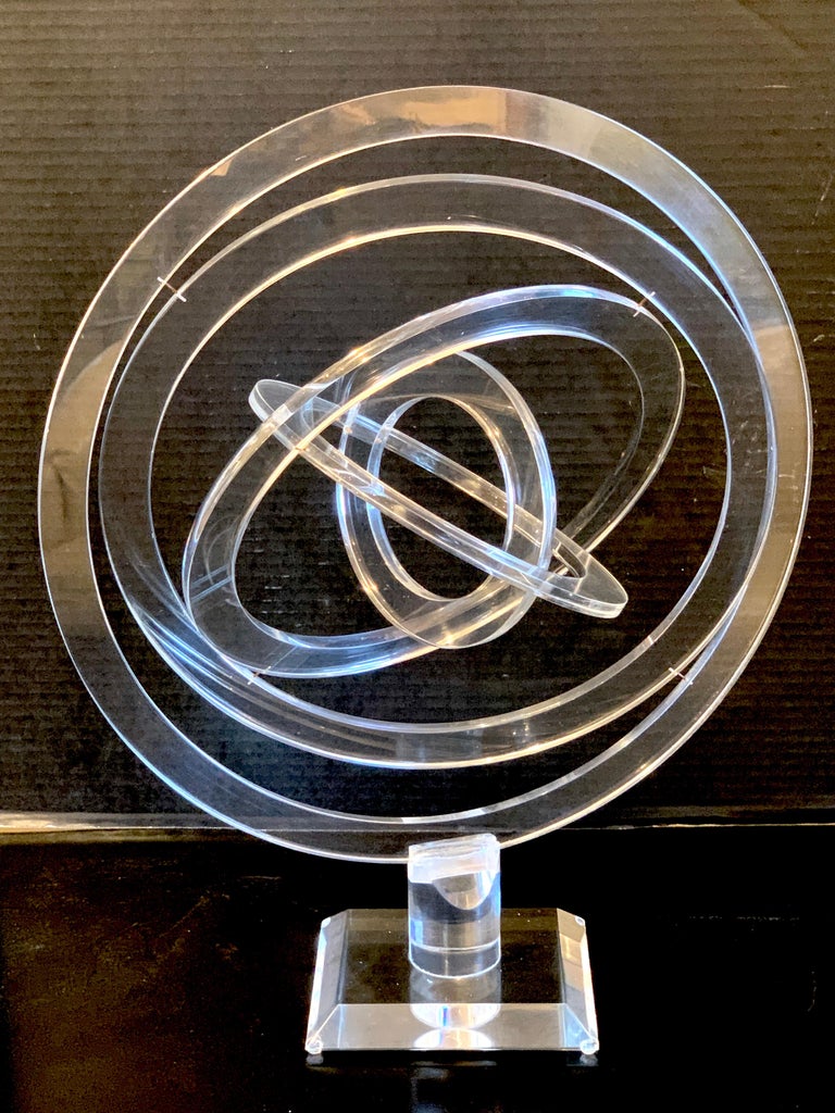 1970s Lucite Kinetic Five-Ring Sphere Sculpture For Sale at 1stDibs